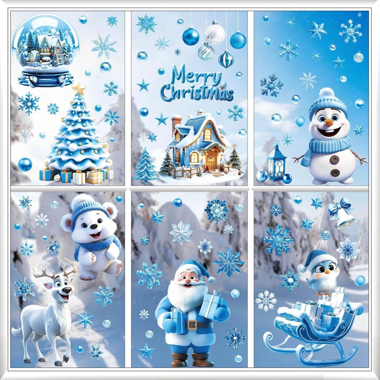 LuxusKollektion Fensterbild Fensterbilder Weihnachten Schneeflocken 9 Blätter