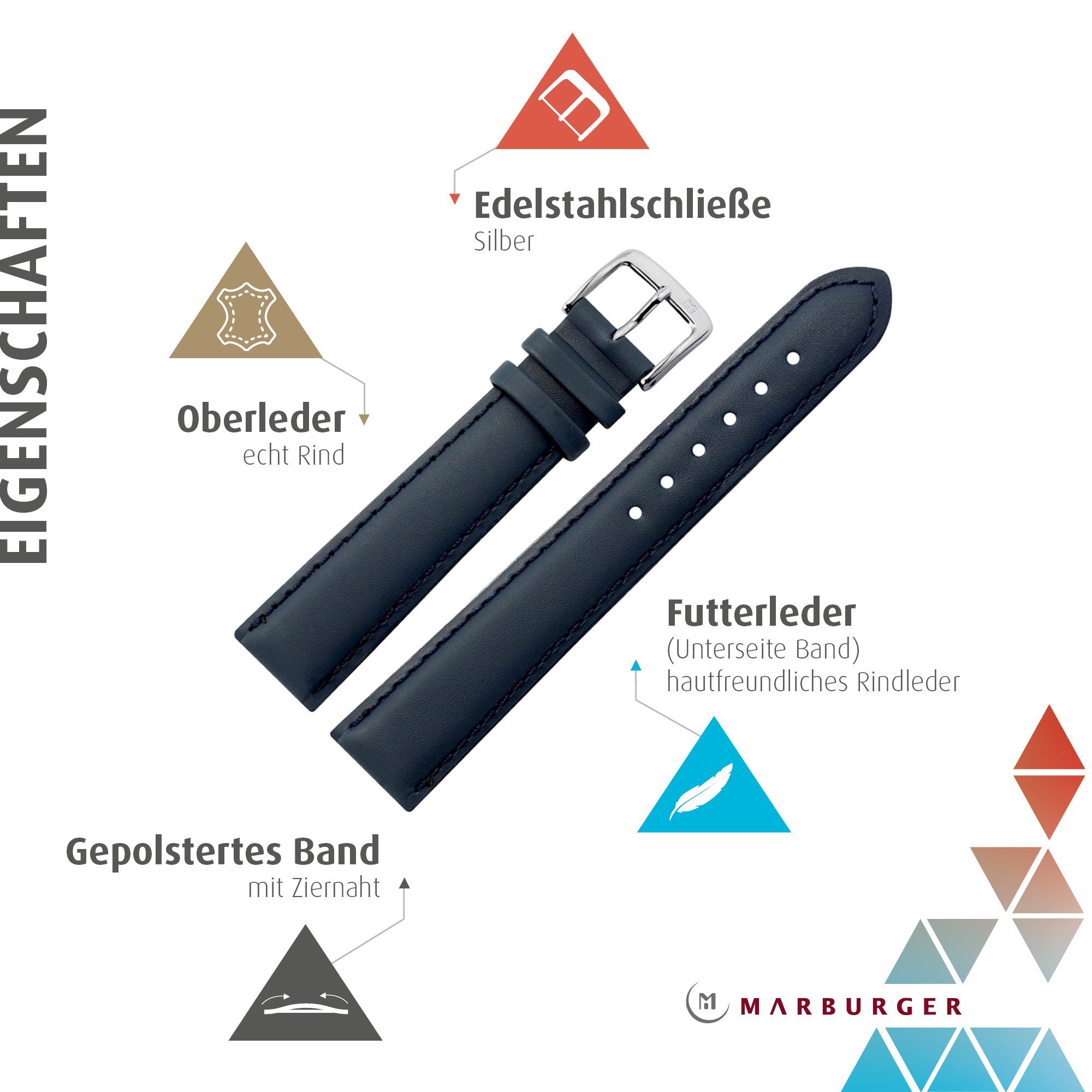 MARBURGER Uhrenarmband 22mm Leder günstig online kaufen