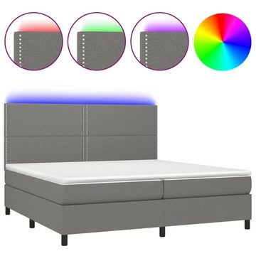 vidaXL Bettgestell Boxspringbett mit Matratze LED Dunkelgrau 200x200 cm Stoff Bett Bettg