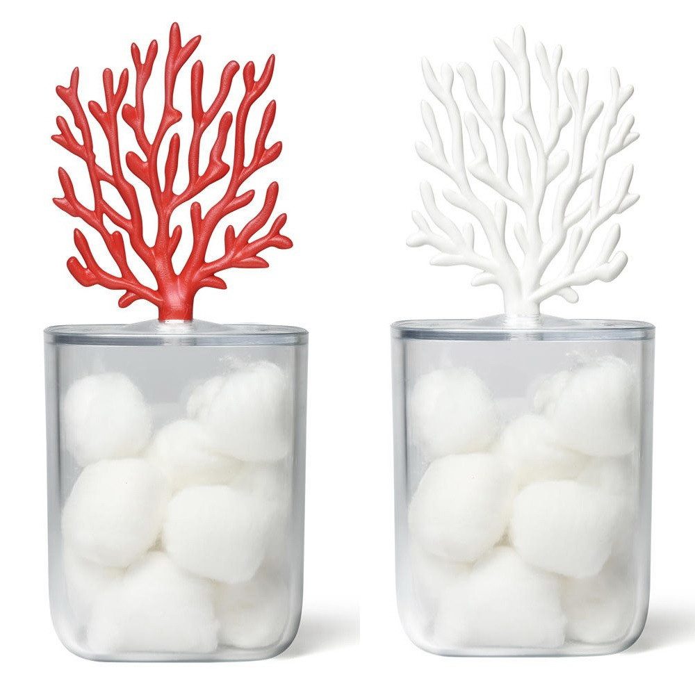 Qualy Design Aufbewahrungsdose Coral Koralle (transparent, mit Deckel, 1 St., Kunststoff Box), Behälter ca. 9 x 9 x 11 cm, Koralle ca. 10 cm hoch