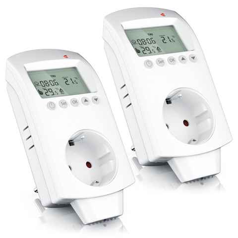 BEARWARE Steckdosen-Thermostat, Spar-Set, 2-St., Steckdosenthermostat Individuell programmierbar für Heiz & Klimageräte