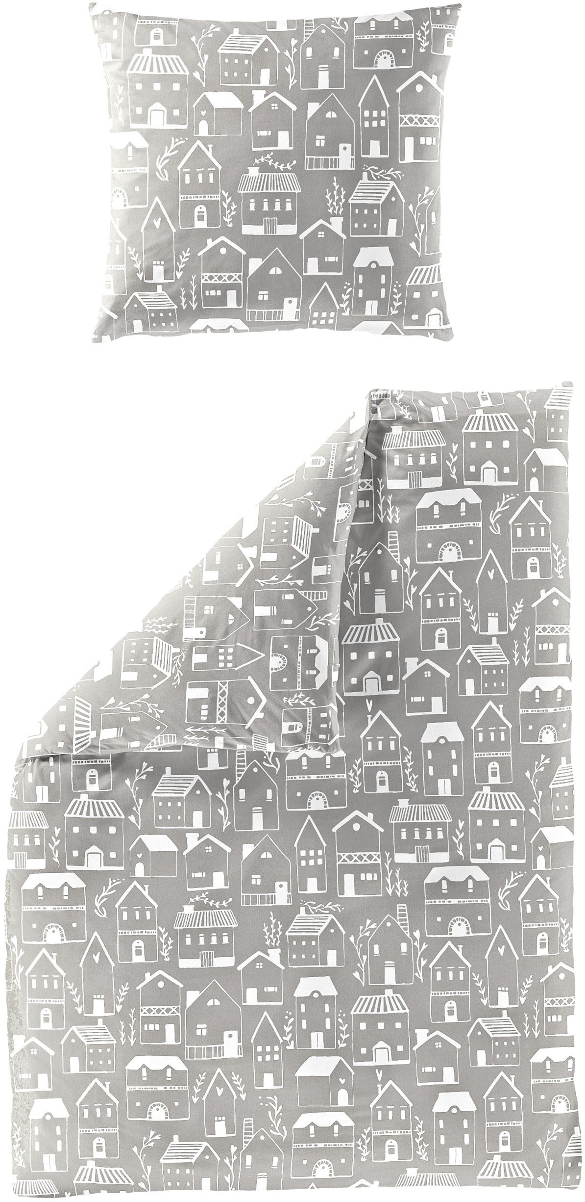 BIERBAUM Bettwäsche 4176, Biber, 2 teilig, Biber, 100 % Baumwolle, pflegeleicht, kuschelig weich