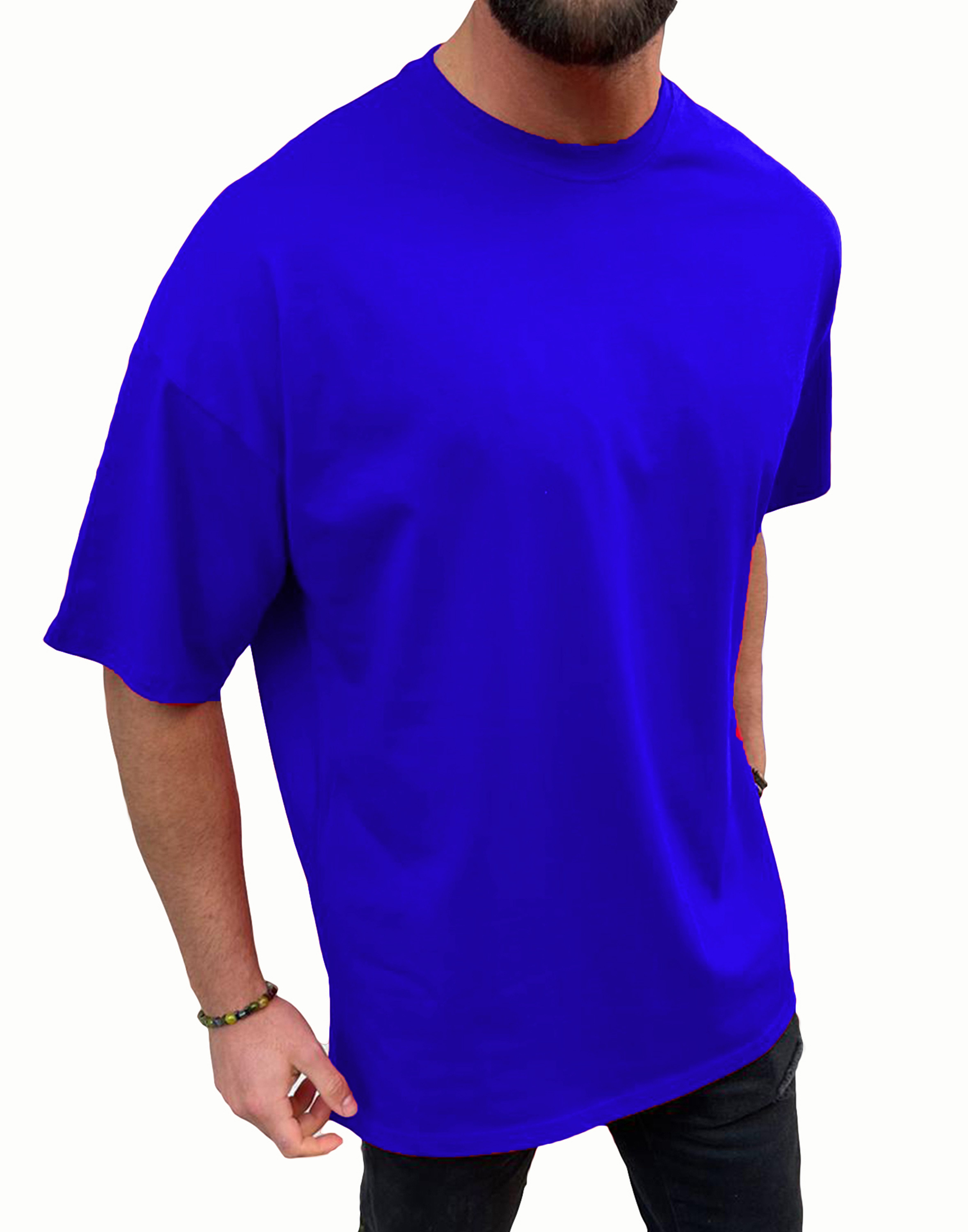 Megaman Jeans T-Shirt Herren Oversize T-Shirt O-Neck Rundhalsausschnitt Kurzarm Regular