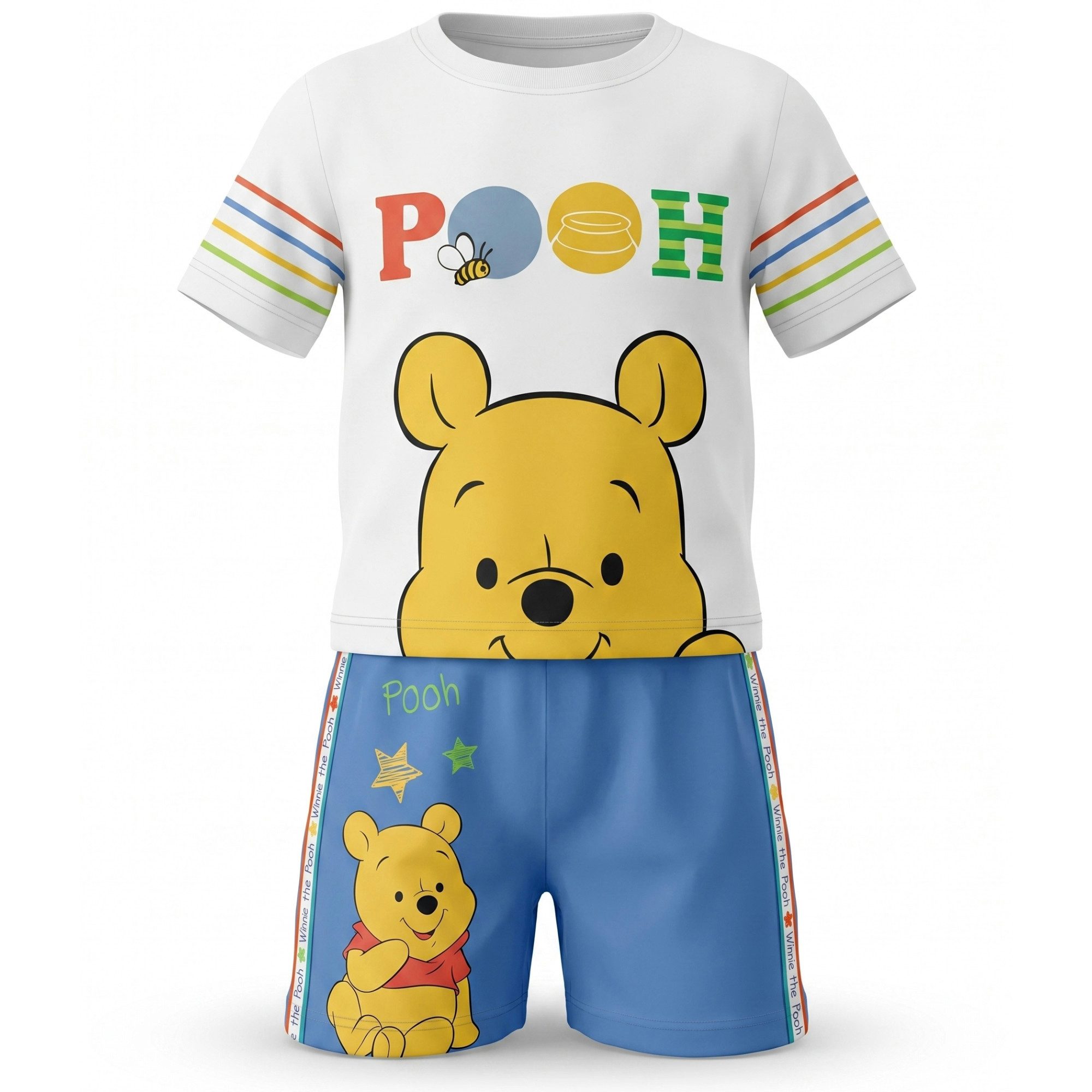 Disney Kurzarmwickelbody Winnie der Pooh Baby Sommerset T-Shirt plus Shorts Gr. 62 bis 86