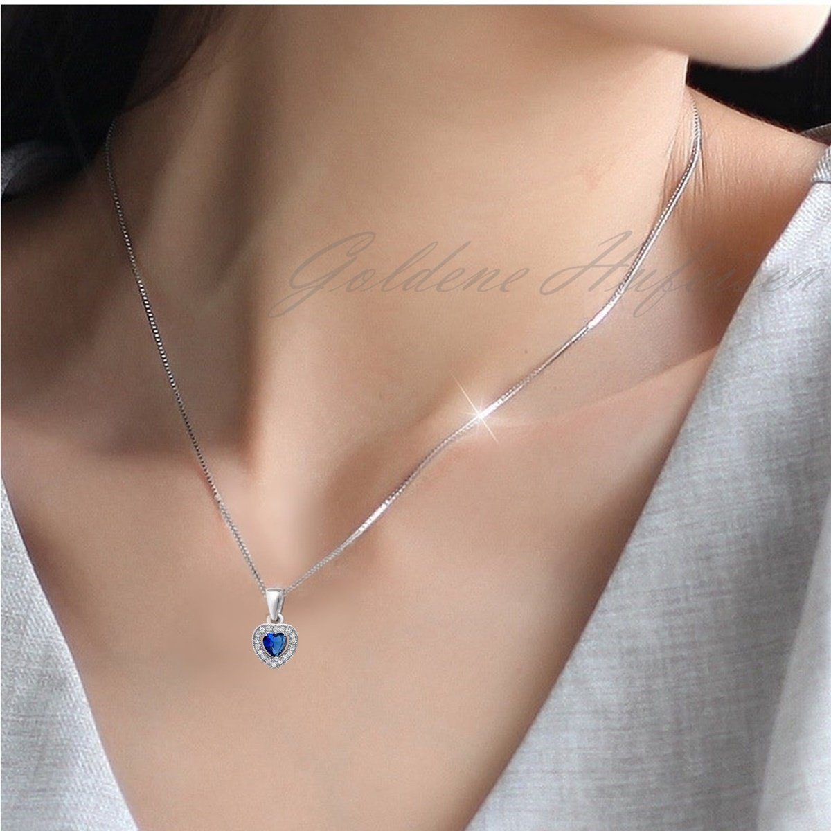 Goldene Hufeisen Herzanhänger Saphir Zirkonia Herz Anhänger für Halskette 9 günstig online kaufen