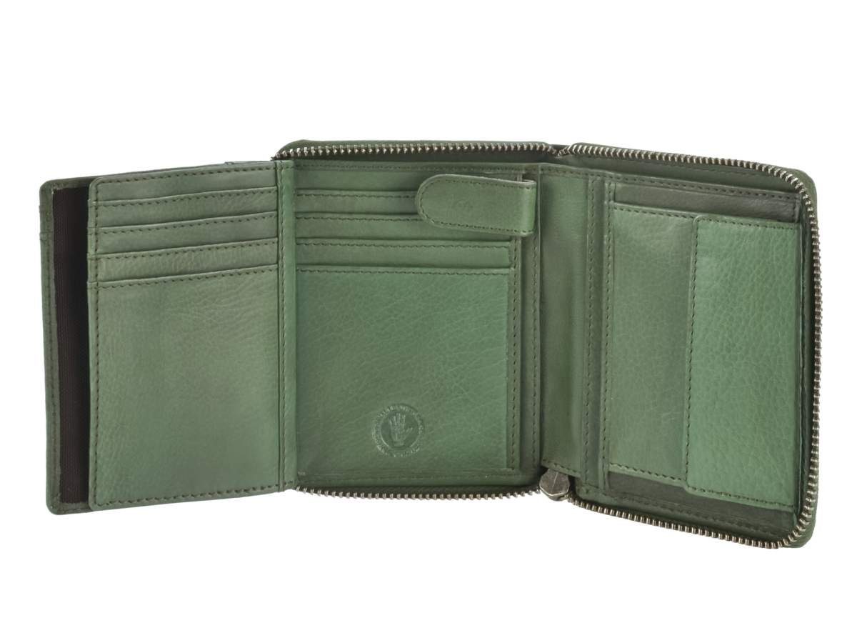 Portemonnaie emerald Greenburry Geldbörse, Reißverschluss mit Geldbörse green Kartenfächern, 9 Leder Reißverschlussbörse,