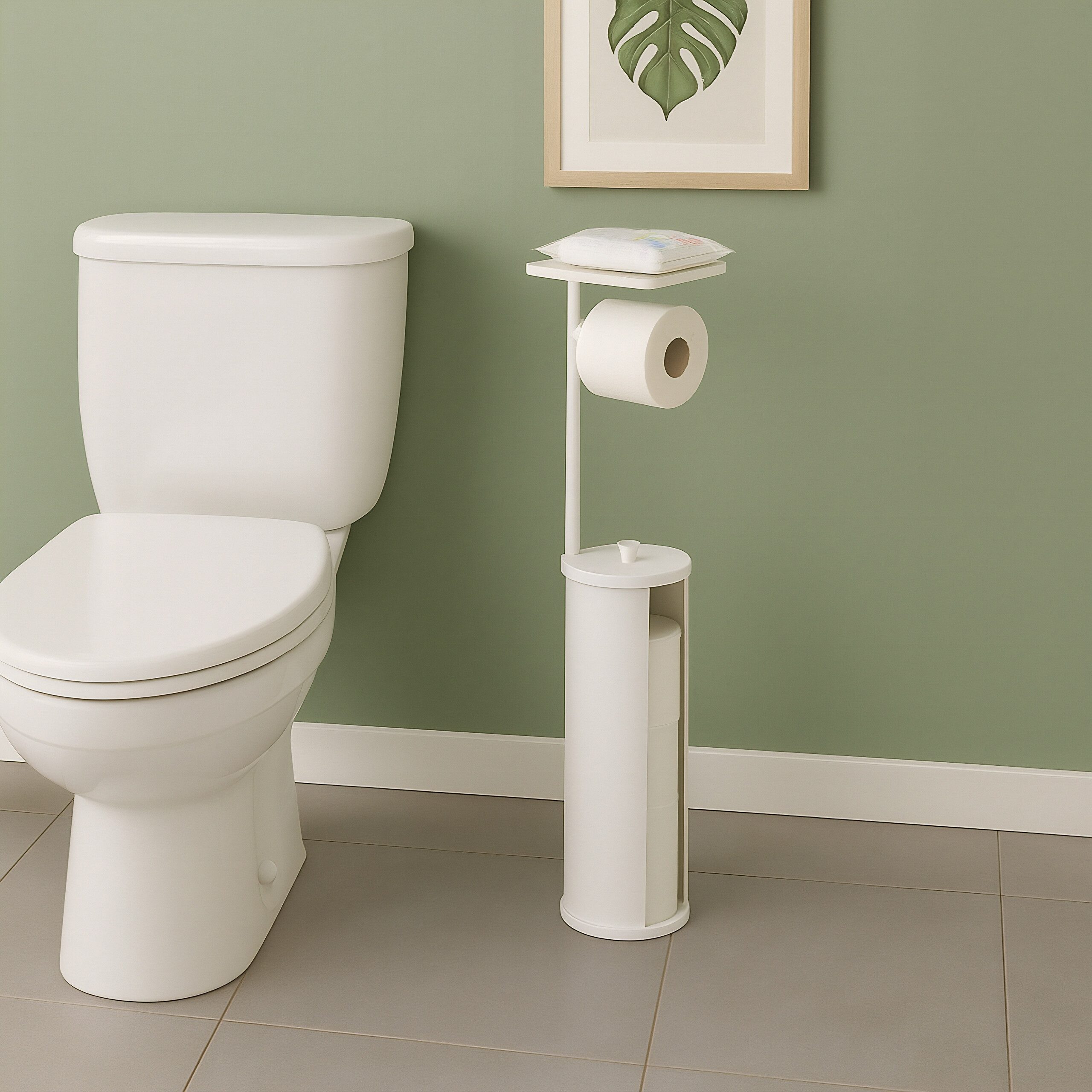 relaxdays Toilettenpapierhalter mit Ablage, weiß günstig online kaufen