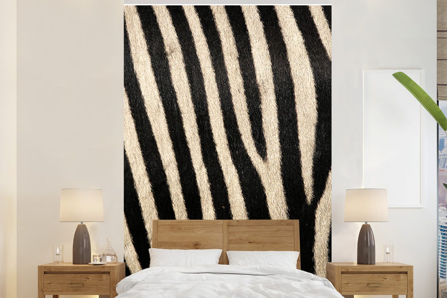 MuchoWow Fototapete Tiere - Zebra - Muster, Matt, bedruckt, (3 St), Montagefertig Vinyl Tapete für Wohnzimmer, Wandtapete