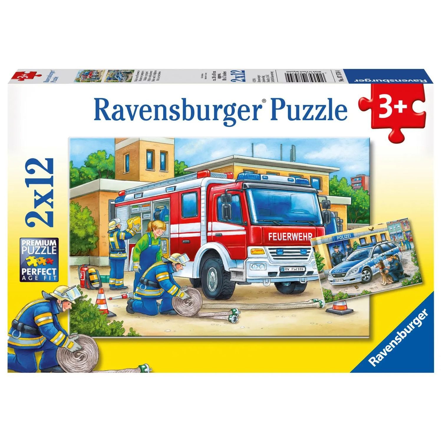 Ravensburger Puzzle Polizei und Feuerwehr. Puzzle 2 X 12 Teile, 12 Puzzleteile