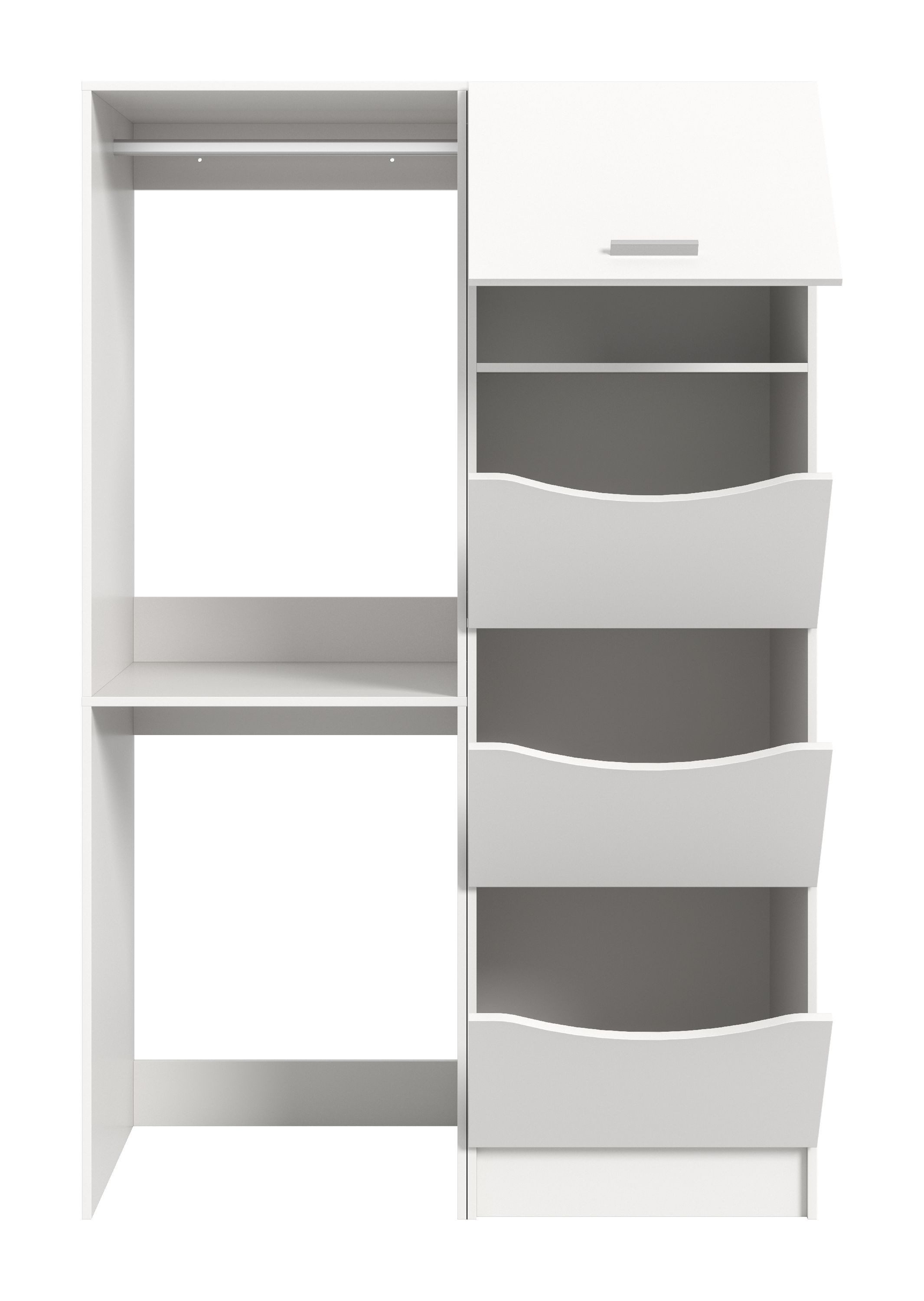 xonox.home Aufsatzschrank Free (2tlg. Set inkl. Waschmaschinenschrank, Wäscheschrank) weiß Nachbildung Melamin beschichtet modern 126x195x68 cm