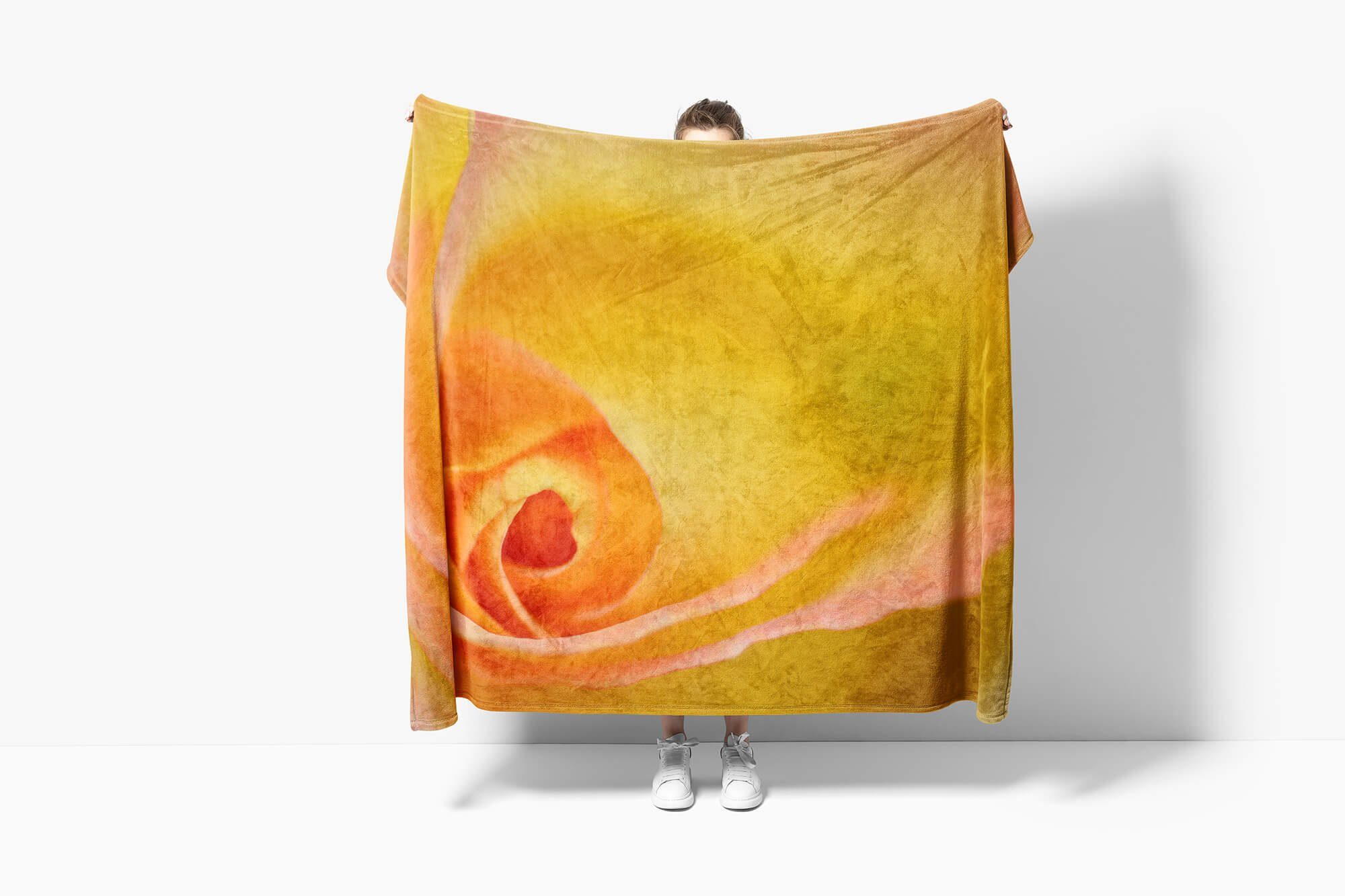 Sinus Art Handtücher Handtuch Fotomotiv Kuscheldecke Blume Saunatuch Strandhandtuch mit Fotokunst Handtuch Bl, (1-St), Baumwolle-Polyester-Mix