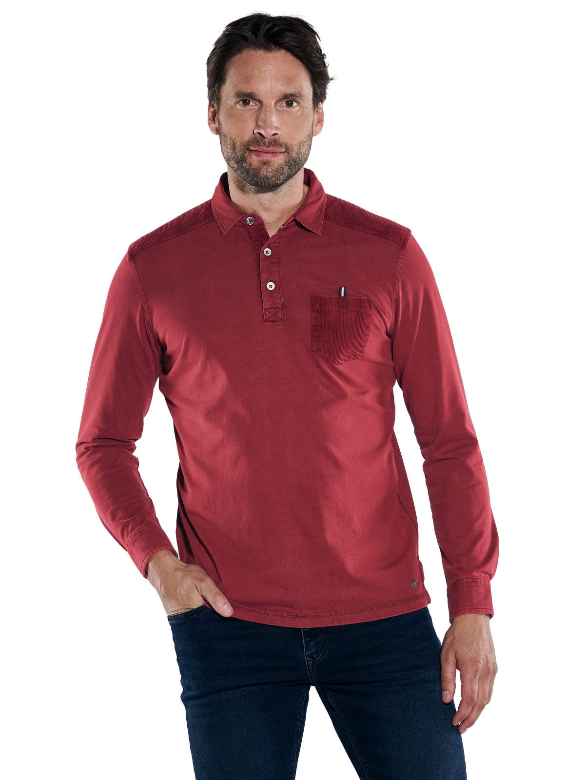 Engbers Langarm-Poloshirt engbers Herren Polo-Shirt regular, Rot günstig online kaufen