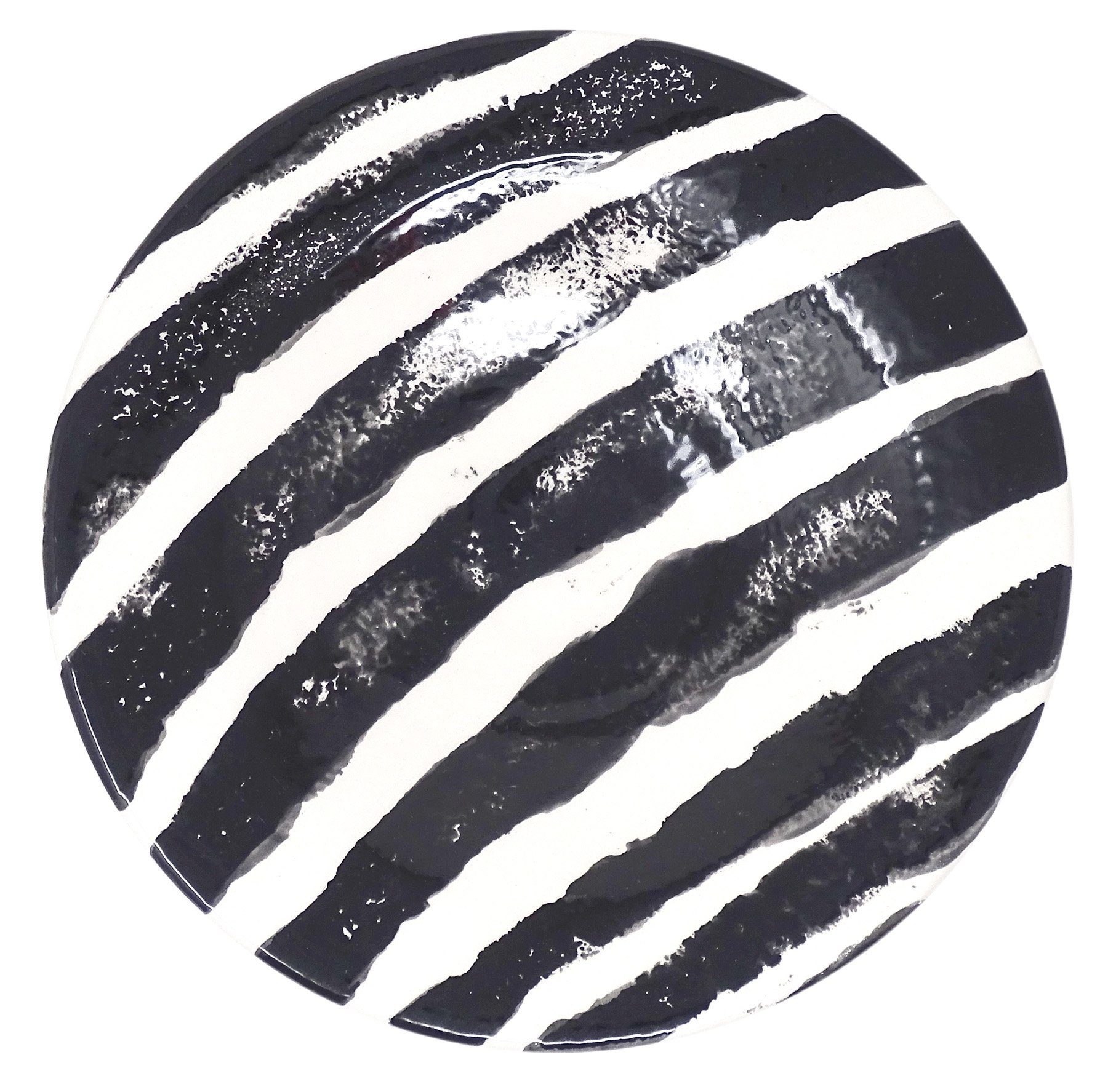 Lashuma Servierteller Zebra, Keramik, Runde Servierplatte, Bemalter Brotteller Ø 16 cm
