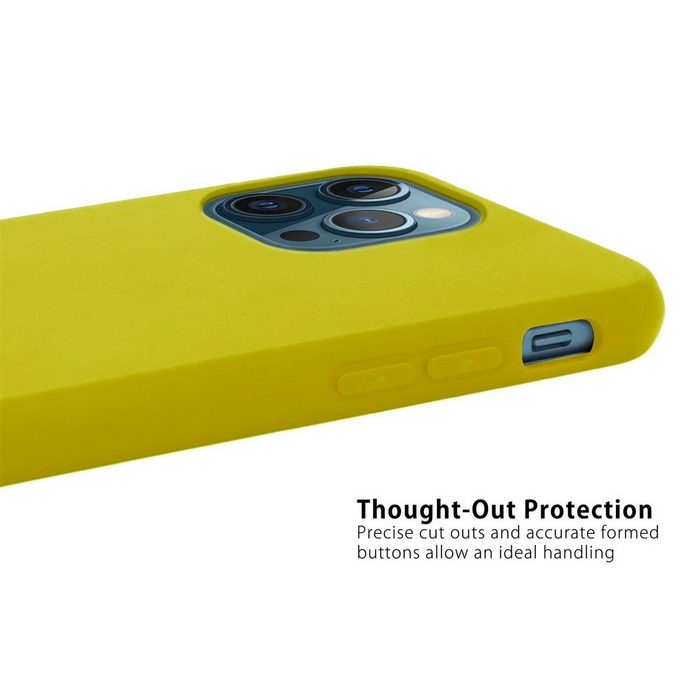 MyGadget Handyhülle Silikon Hülle für Apple iPhone 12 / 12 Pro - robuste Schutzhülle TPU Case Slim Silikonhülle Back Cover Ultra Kratzfest Handyhülle matt Gelb
