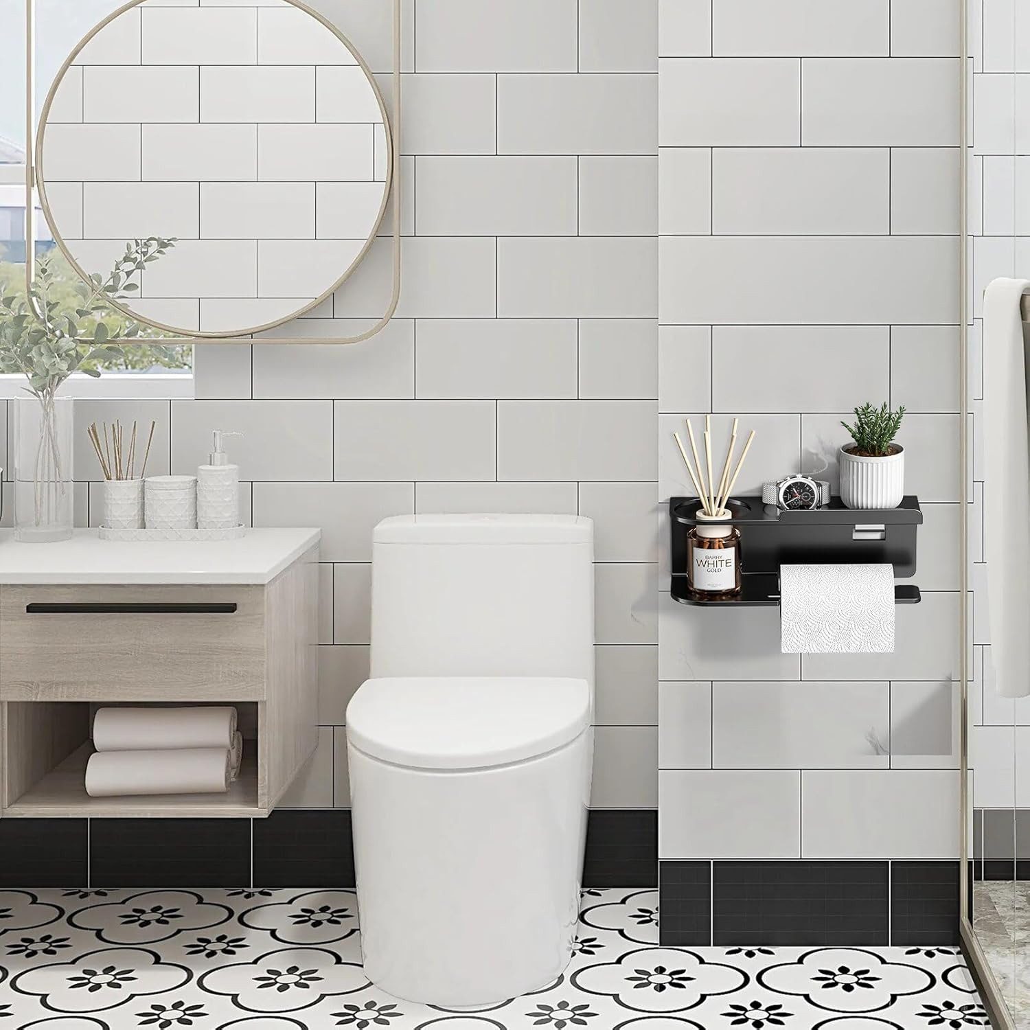 BlingBin Toilettenpapierhalter Klopapierhalter ohne Bohren Schwarz Selbstkl günstig online kaufen