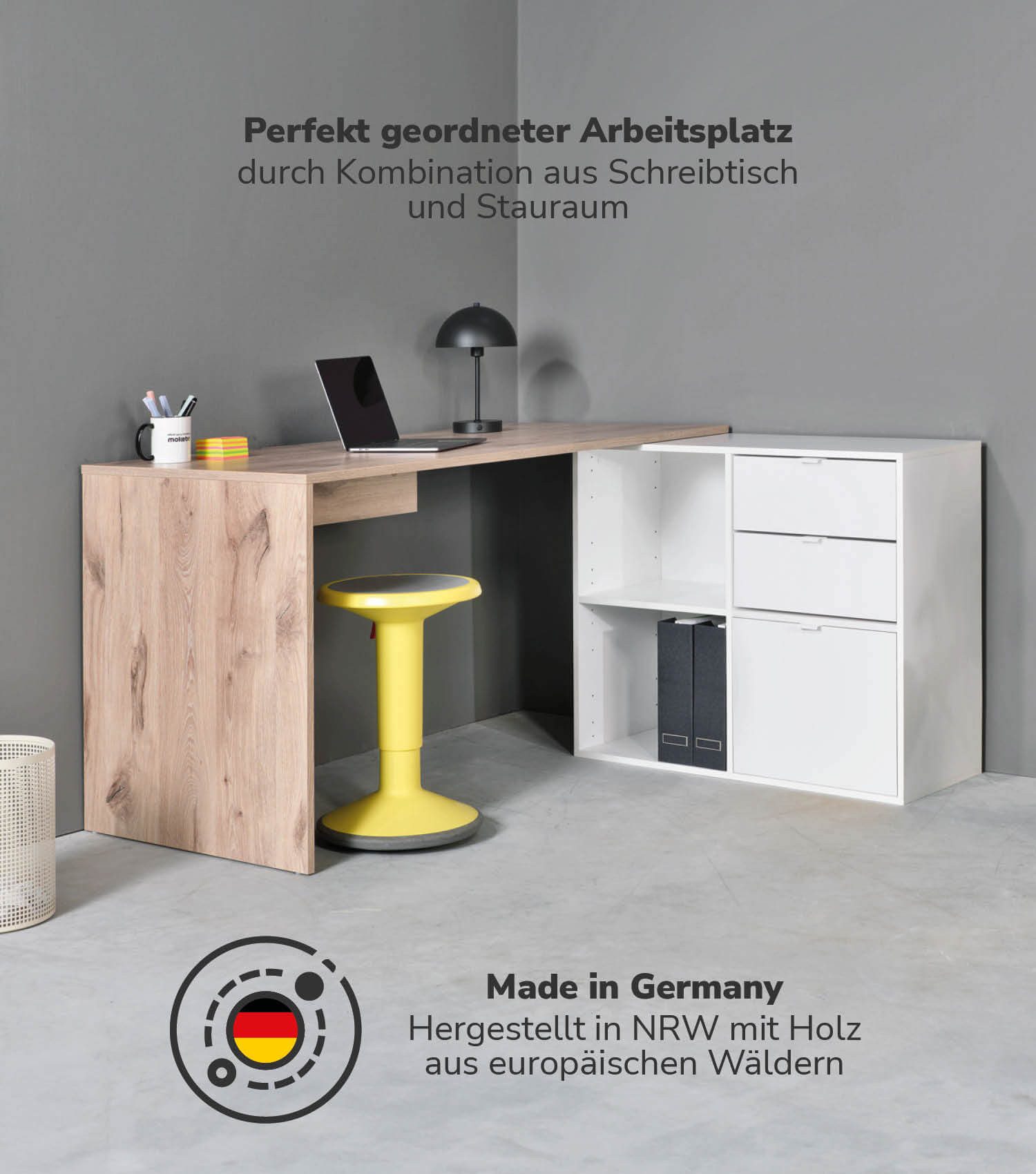 mokebo Eckschreibtisch Der Produktive (mit 2 günstig online kaufen