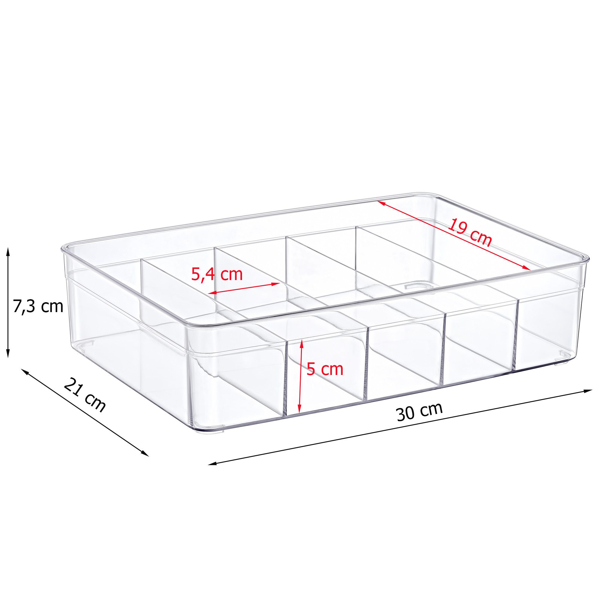 ogoPLUS Küchenorganizer-Set 4 Stück 5 Fächer Kühlschrank Organizer Größe L - BPA-Frei, (Ideal auch für Büro, Bad, Vorratsbox im Schrank, BPA frei), zur optimalen Platznutzung, Bürobedarf, Kosmetik, Pflegeprodukte