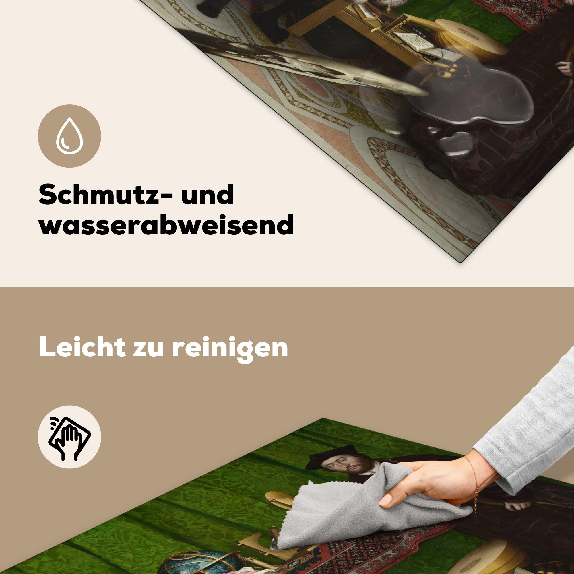 cm, Arbeitsplatte küche Gesandten MuchoWow Vinyl, Ceranfeldabdeckung, jungen Herdblende-/Abdeckplatte (1 tlg), Holbein, Die Hans 78x78 - für