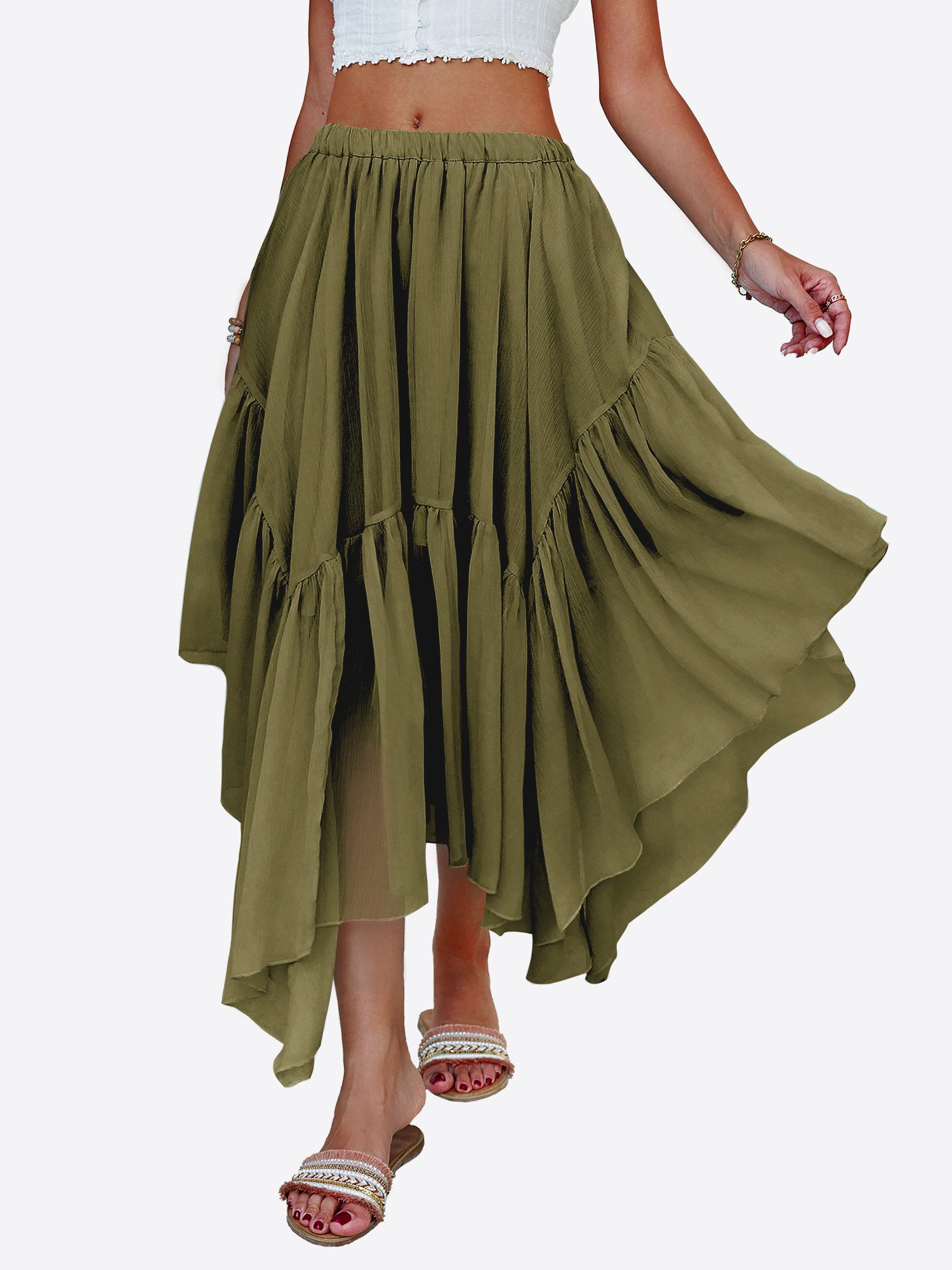 Imily Bela Maxirock Damen Bohème Rock (Packung, 1-tlg., 1per-Pack) mit Elastischer Bund