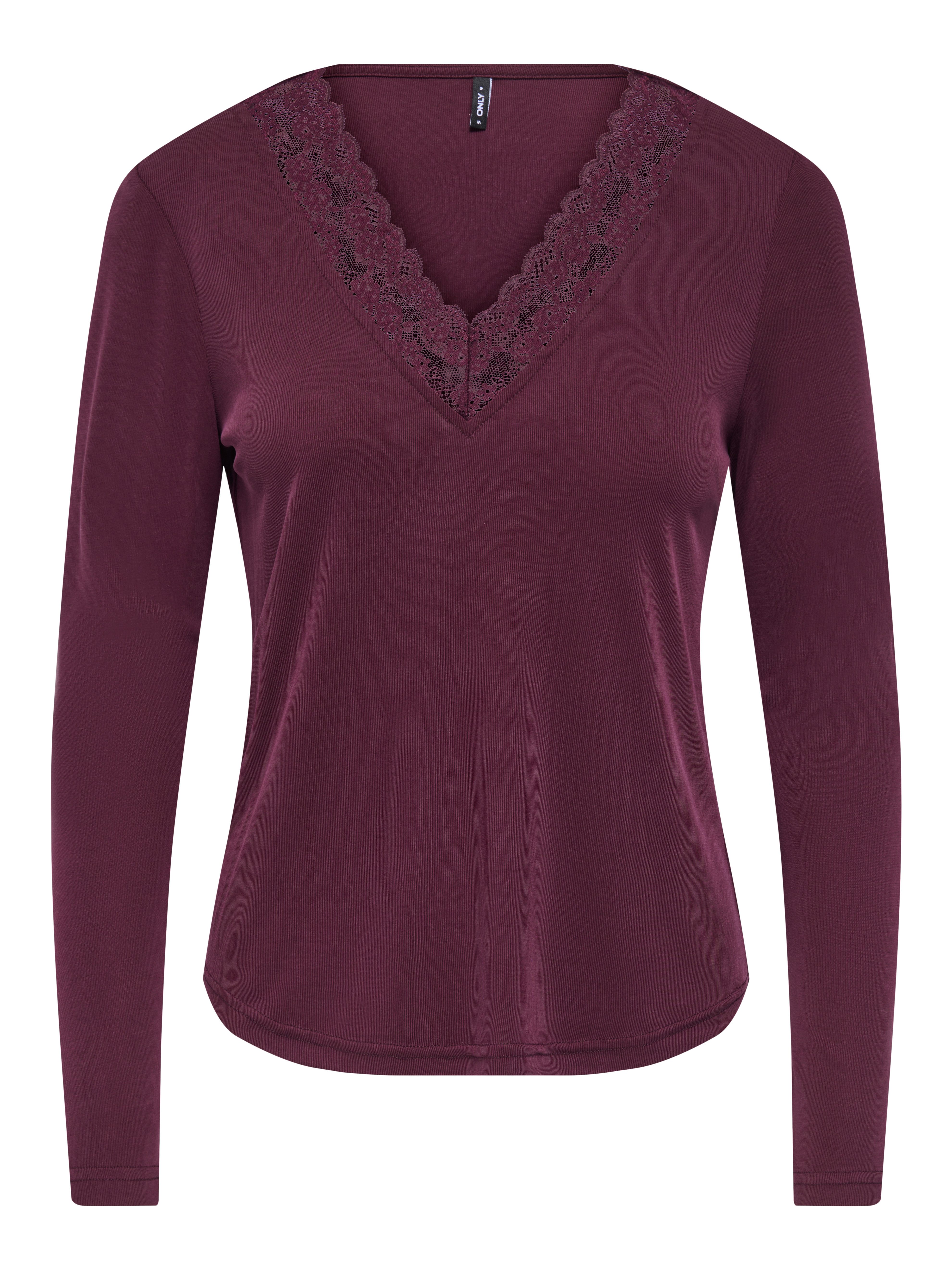 ONLY Langarmshirt ONLIDA L/S V NECK LACE TOP CS JRS Viskosemischung, regular fit