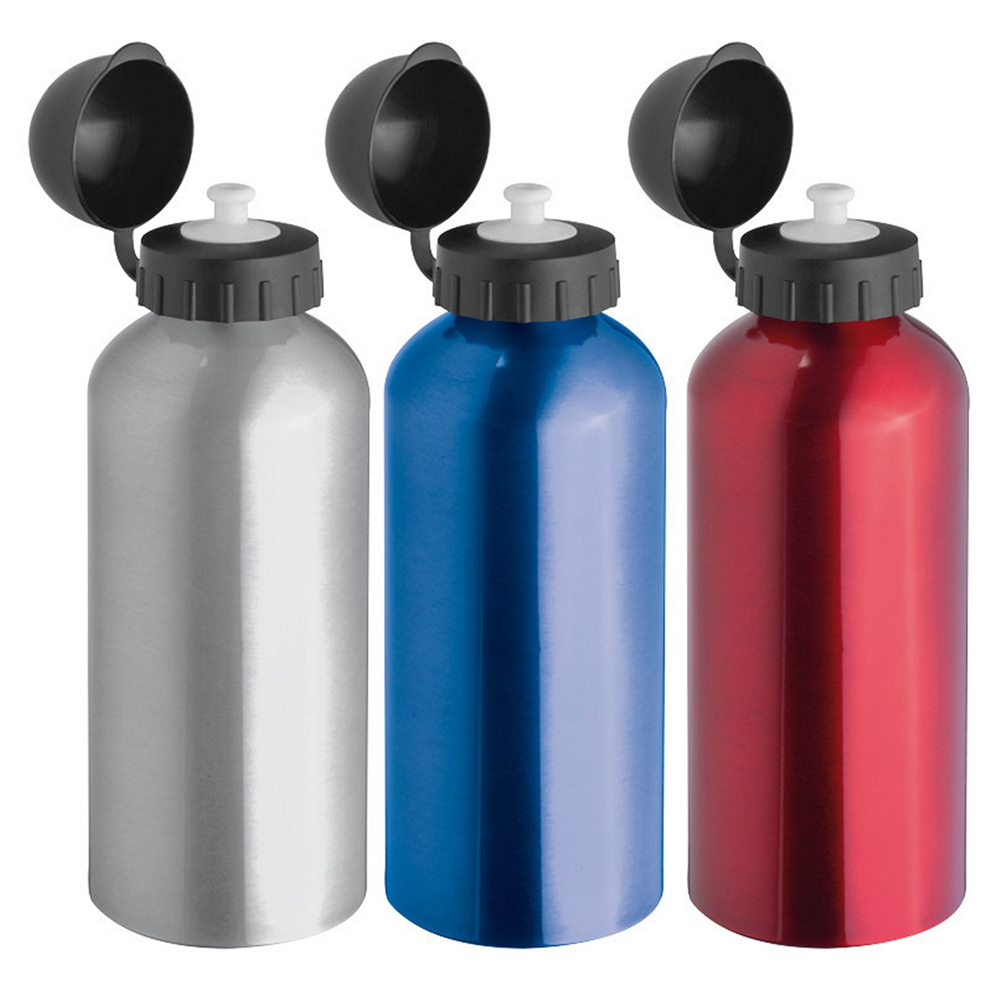 Livepac Office Trinkflasche 3x Aluminium Trinkflasche / Sportverschluss / Sportflasche / je 1x gra