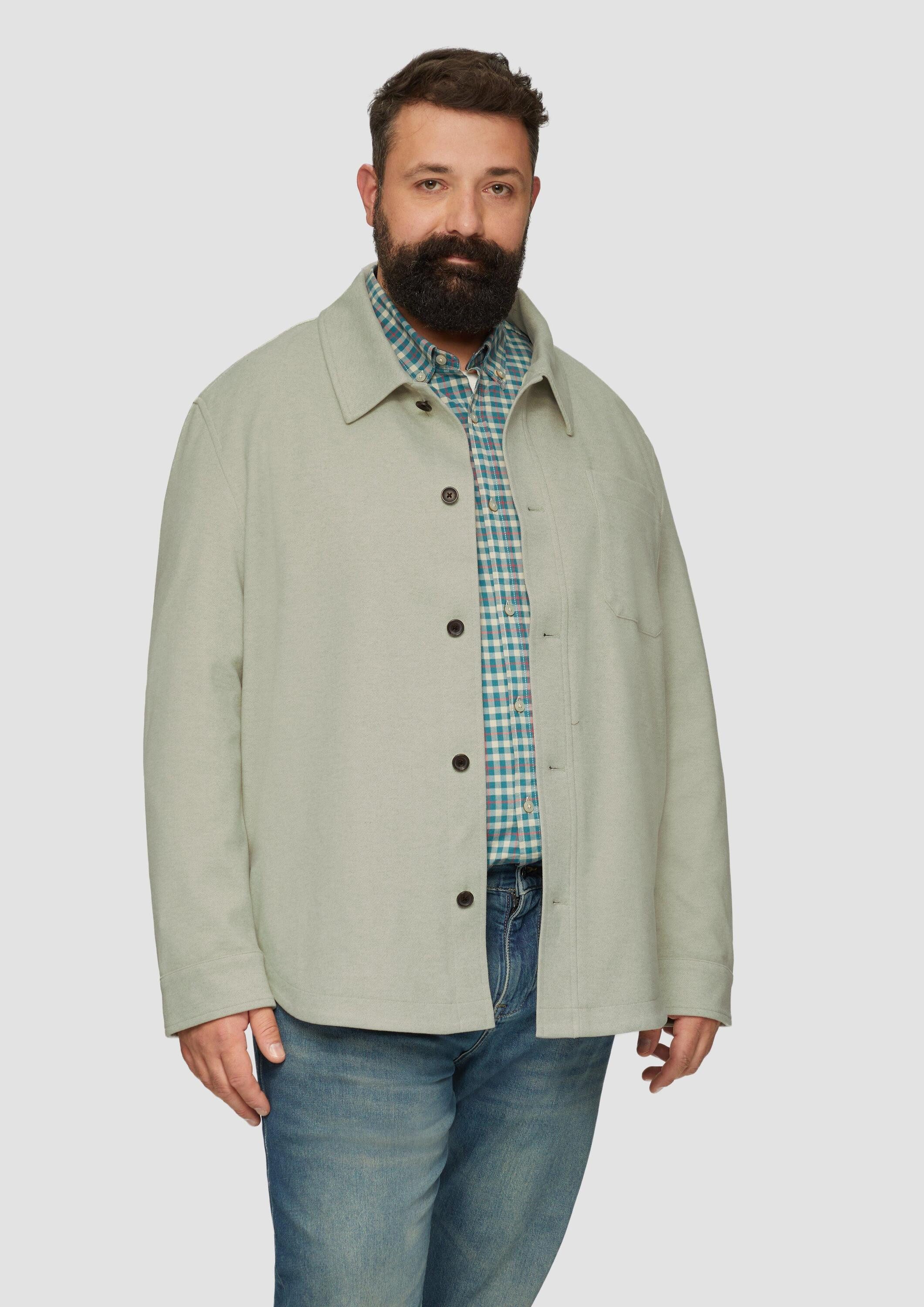 s.Oliver Hemdjacke Outdoor-Jacke Gefüttertes Overshirt in Wolloptik mit Eingrifftaschen