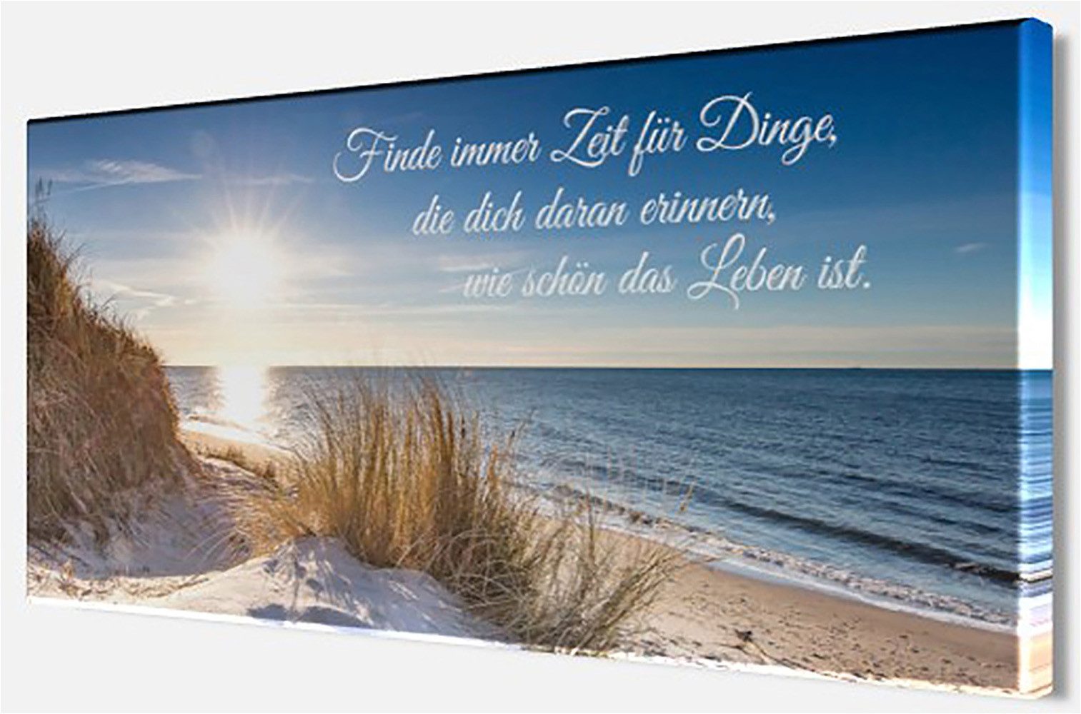 Bönninghoff Leinwandbild Wandbild STRAND MIT SPRUCH 33x70 cm – Leinwandbild Keilrahmen Deko, Meer, Meer Bilder, Natur, Sonnenaufgang, Sonnenaufgang & -untergang – Bild 3 von 5