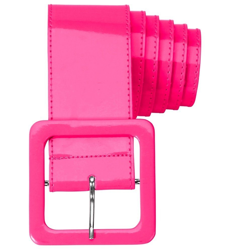 Kostüm Neon Lack Gürtel für Damen 124,0 x 5,5 cm, Pink 1