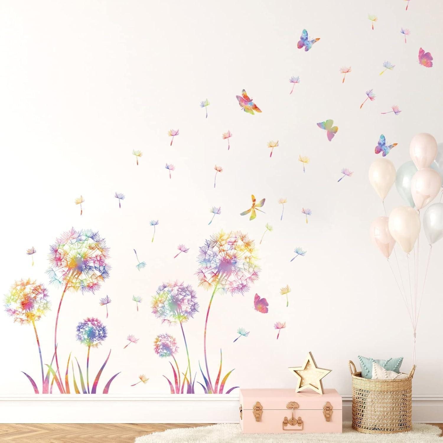 LuxusKollektion Wandtattoo Wandtattoo Pusteblume groß bunt Löwenzahn Mädchen Kinderzimmer