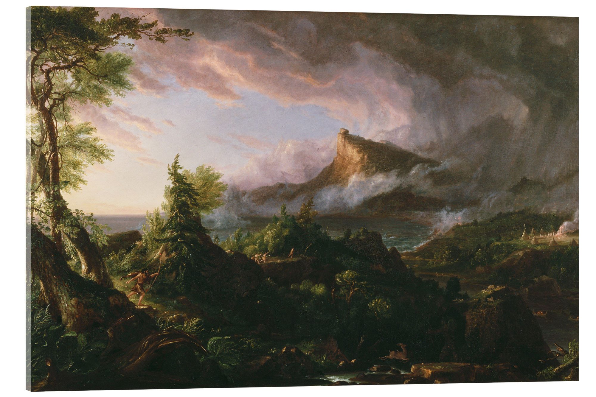 Posterlounge Wandbild Der Weg des Imperiums (Der wilde Zustand), Thomas Cole, erhältlich als Poster, Leinwandbild, Wandsticker oder Acrylglasbild