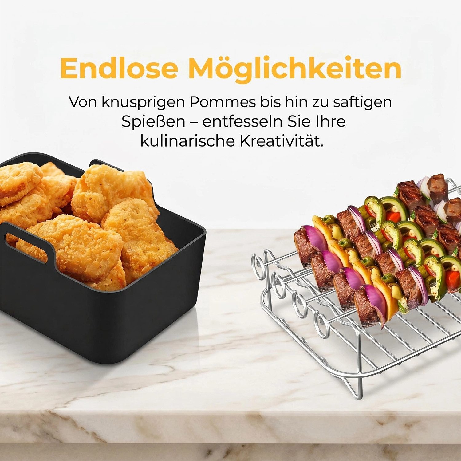 AKKEE Backform Heißluftfritteuse zubehör airfryer zubehör 13-teilig BPA-frei fürNinja, (13-tlg), 304Edelstahl, Lebensmittelechtes Silikon, BPA-Frei 13-tlg – Bild 5 von 5
