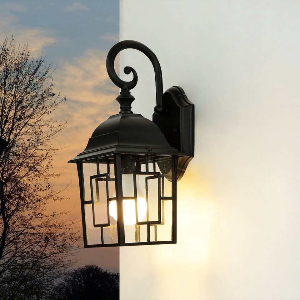 Licht-Erlebnisse Außen-Wandleuchte FRIESEN, ohne Leuchtmittel, Wandlampe  außen Schwarz Rustikal E27 Laterne Hoflicht Garten Haus