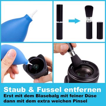 Lens-Aid Kamerazubehör-Set 8-in-1 Reinigungsset für Kamera und Objektiv (Flüssig-Reiniger, Blasebalg, Pinsel, Lens Cleaning Pen, Mikrofasertuch uvm) DSLR Lens-Aid Geschenk Fotograf, (Spar-Set, 43 tlg)