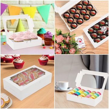 Belle Vous Geschenkbox Kraft-Einwegbox für Desserts - 20er Pack - Weiße Cupcake-Verpackung, Weiße Cupcake-Box - 20er Pack - Kraft-Einwegbox für Desserts
