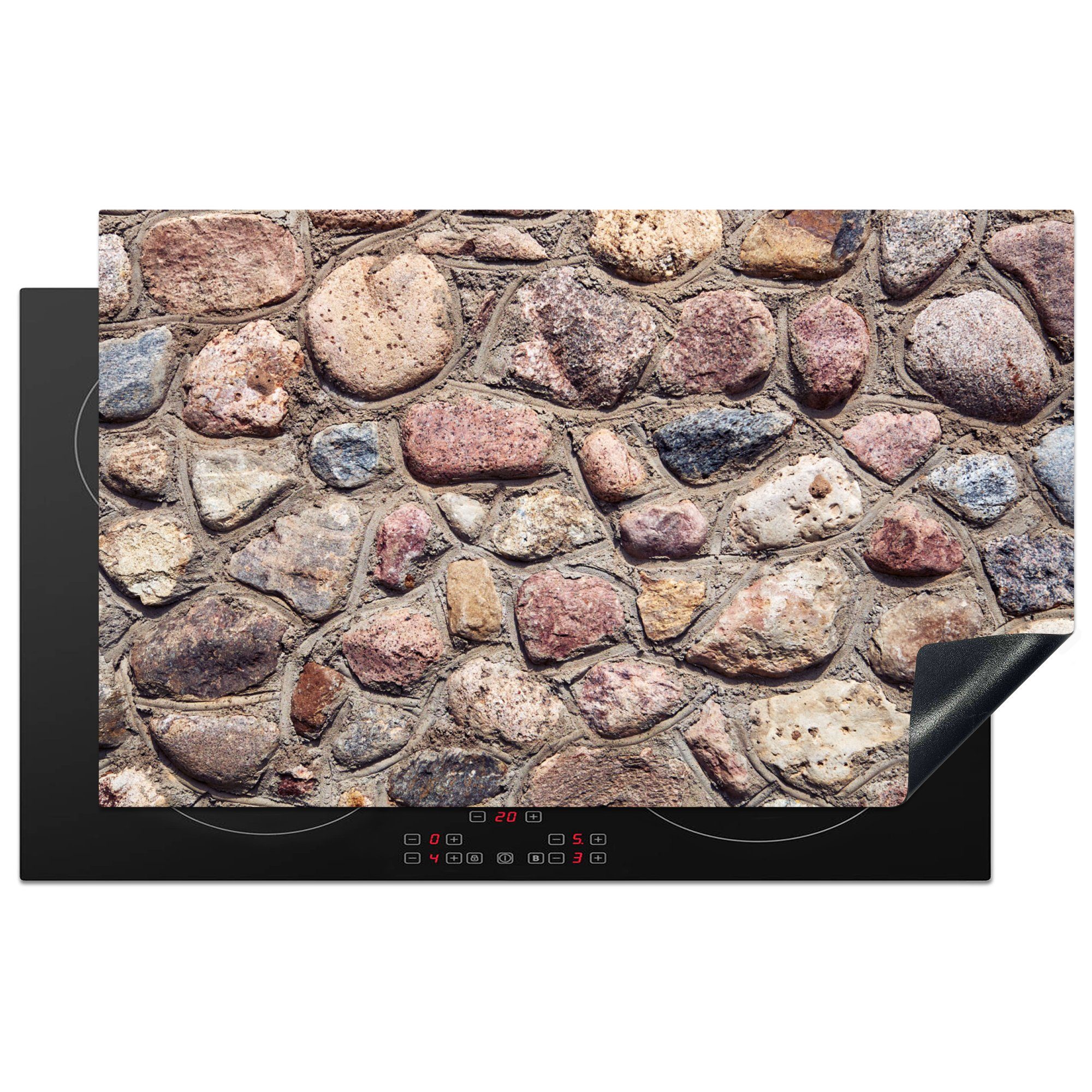 MuchoWow Herdblende-/Abdeckplatte Felsen - Mauern - Induktionsschutz - Robust, Vinyl, (1 tlg), 83x51 cm, Ceranfeldabdeckung, Arbeitsplatte für küche