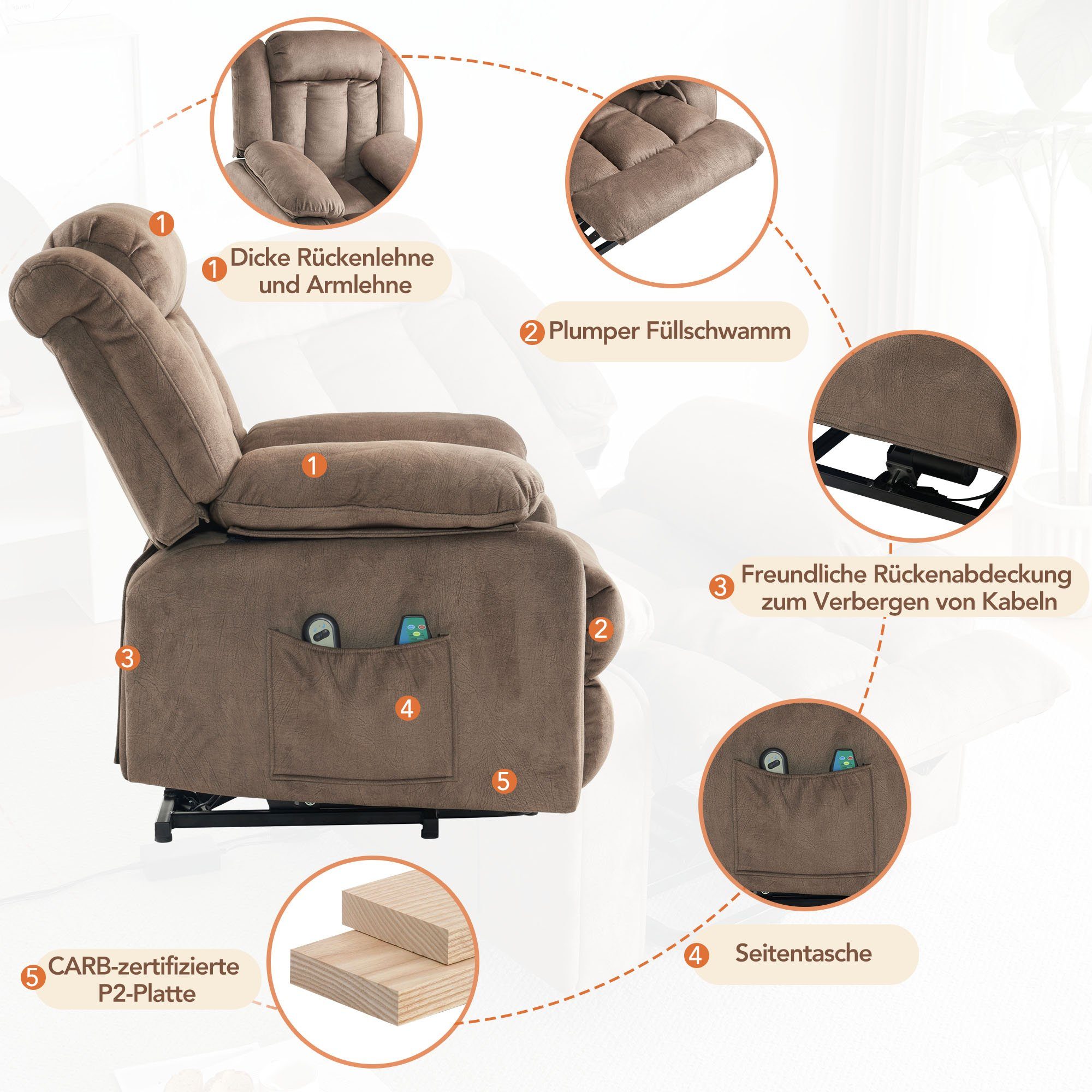 DOTMALL Massagesessel Fernsehsessel mit Massagestuhl Ruhesessel,Elektrischer Liegefunktion