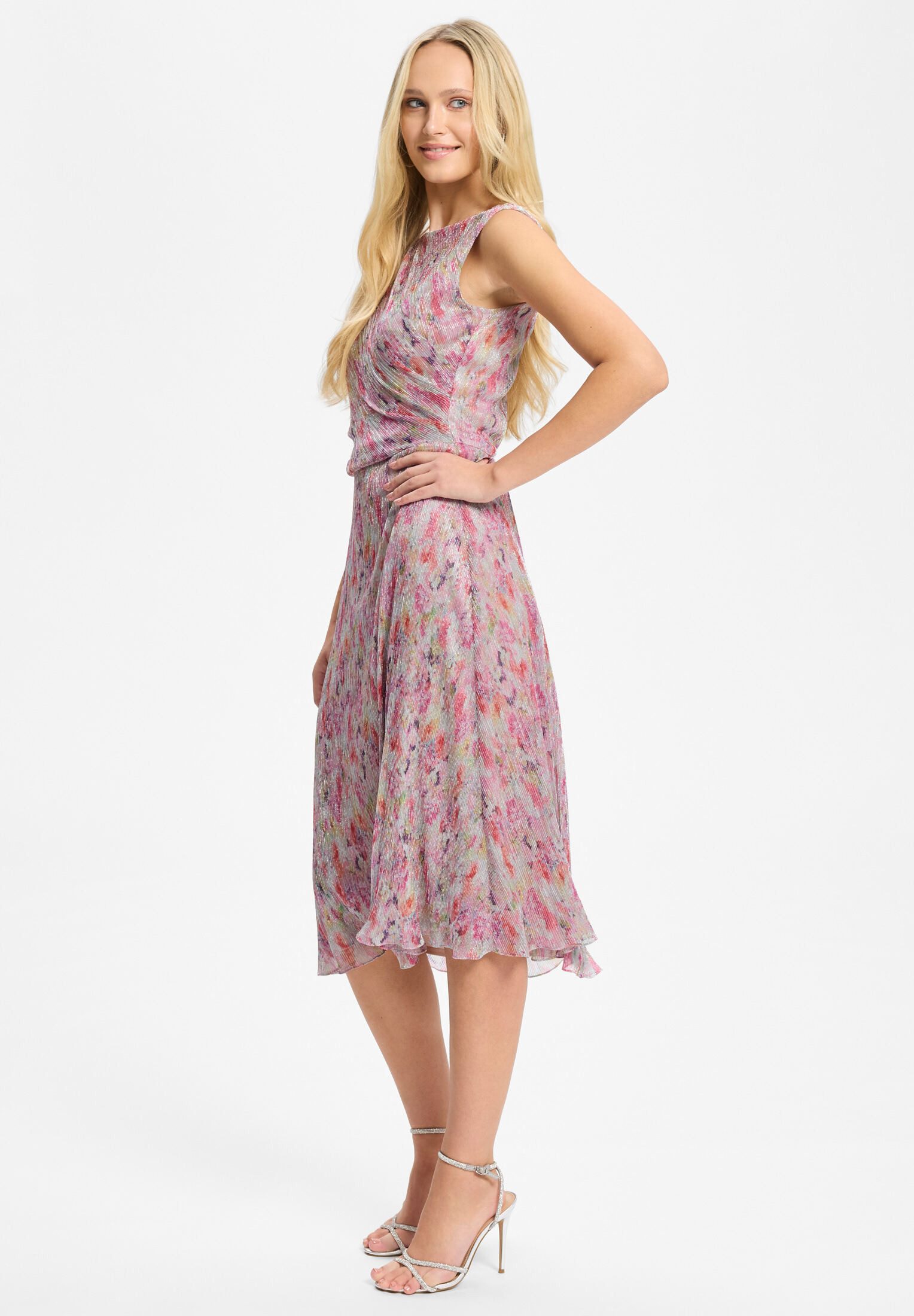 SWING Cocktailkleid - Plissiertes Kleid mit Metallicfäden Taillierter Schnitt mit fließendem Rockteil – Bild 5 von 5