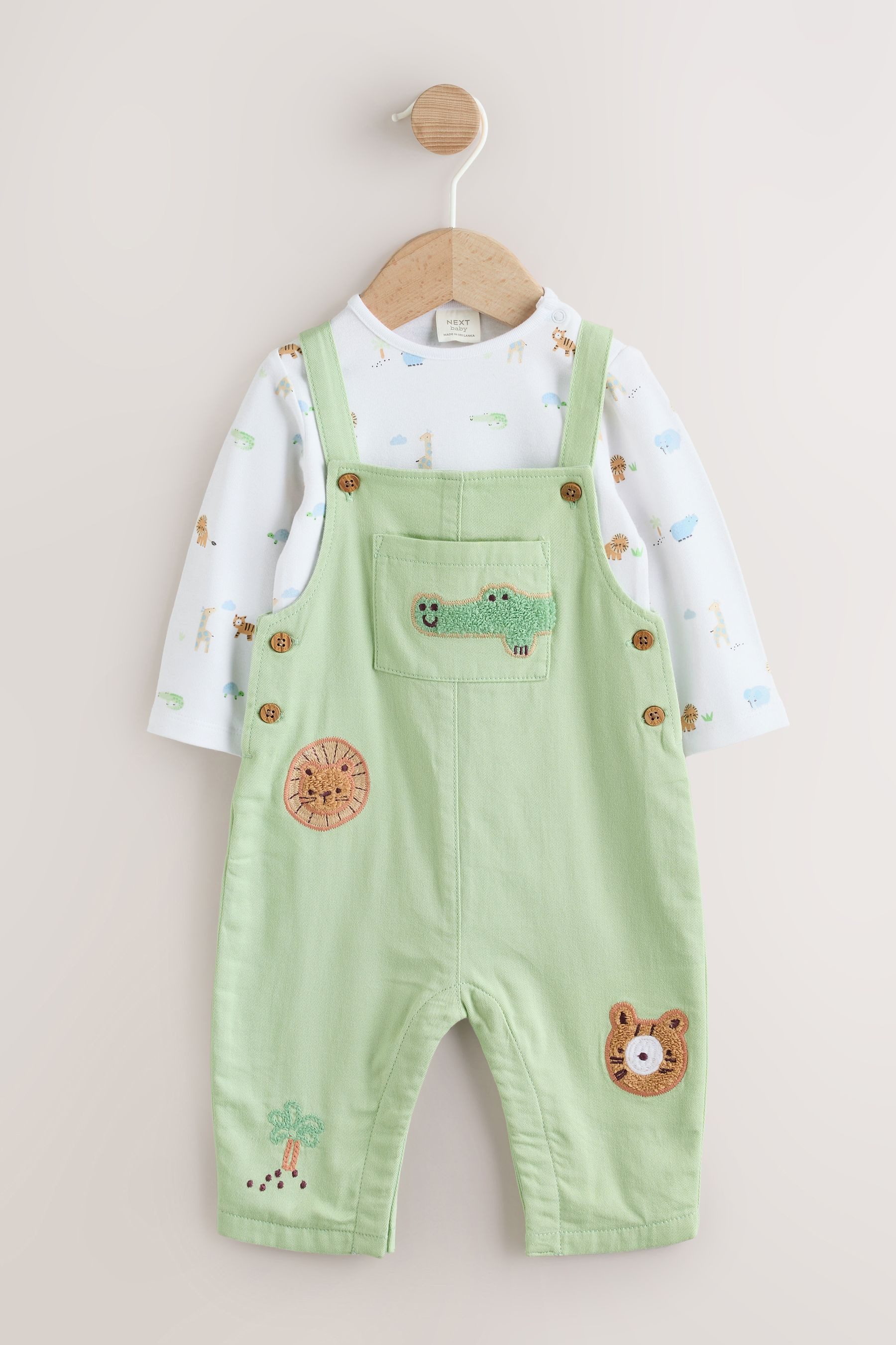Body & Hose Twill-Latzhose und Bodysuit für Babys im Set