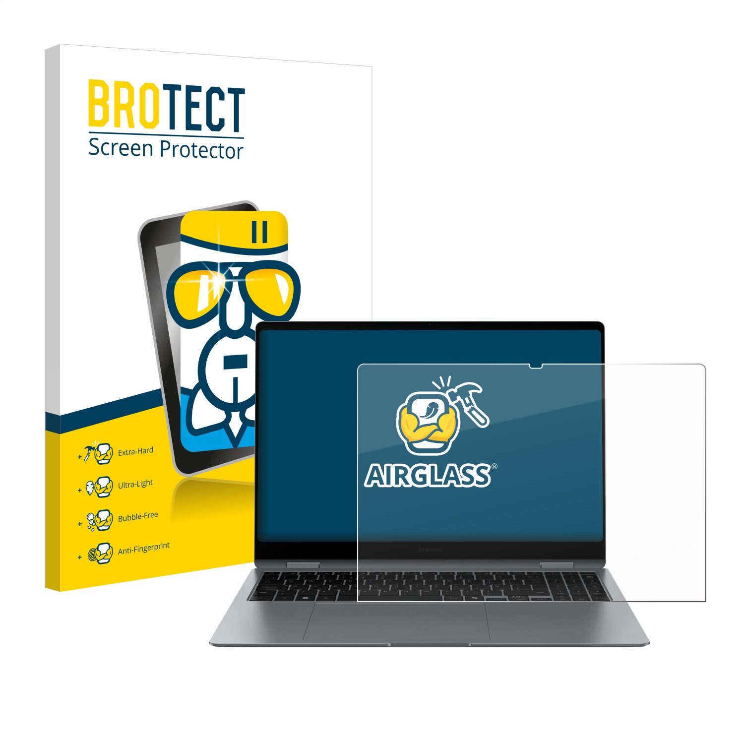BROTECT Displayschutzglas Folie für Samsung Galaxy Book5 Pro 360 16", Schutzfolie Glas Panzer Display Schutz klar