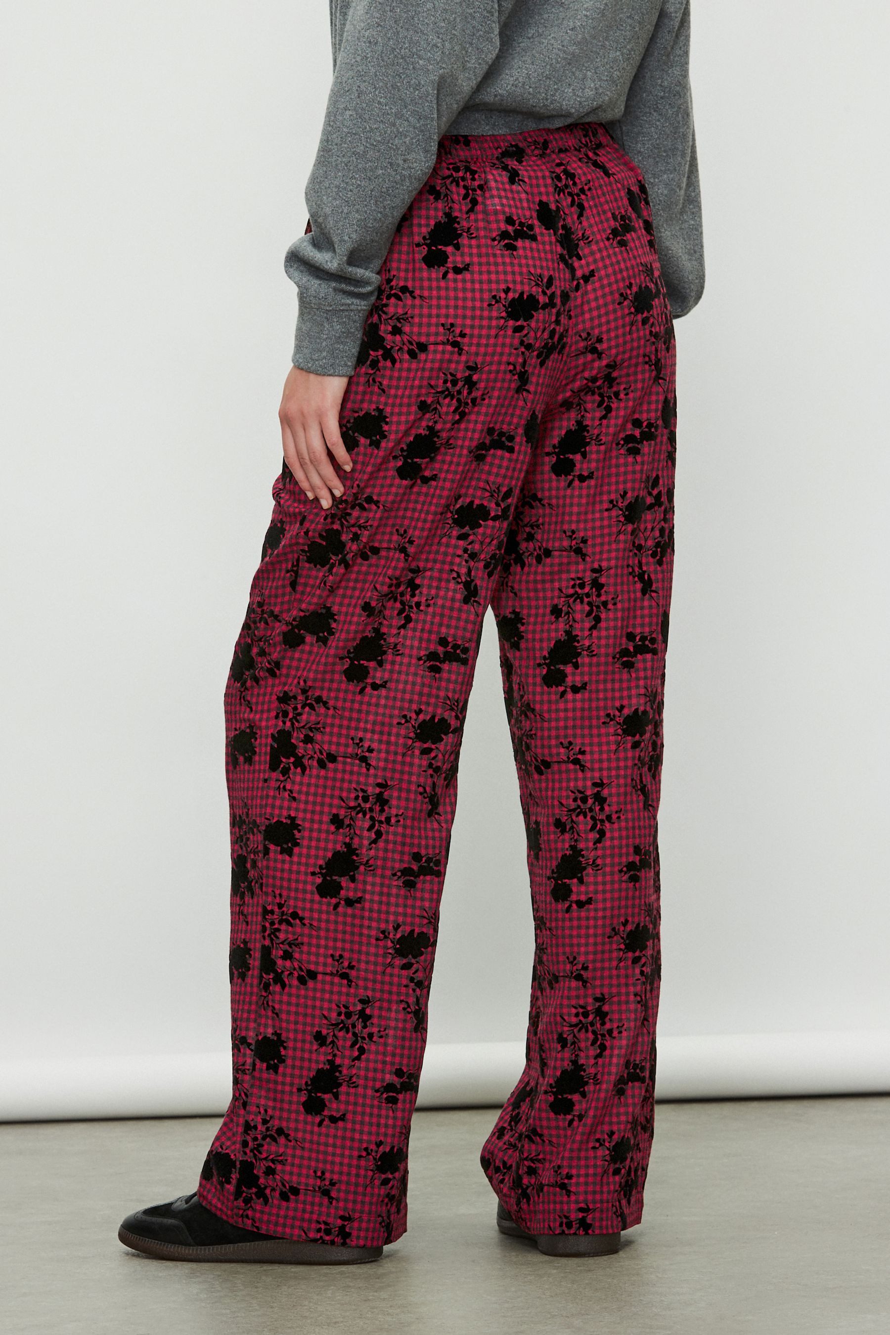 Next Palazzohose Beflockte Hose mit weitem Bein im Vichykaro (1-tlg) günstig online kaufen