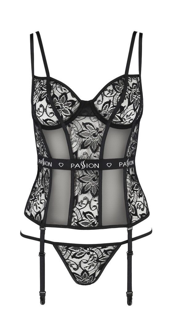 Set: Corsage Edle Strapscorsage mit Bügeln inkl. String, Unterwäsche Dessous