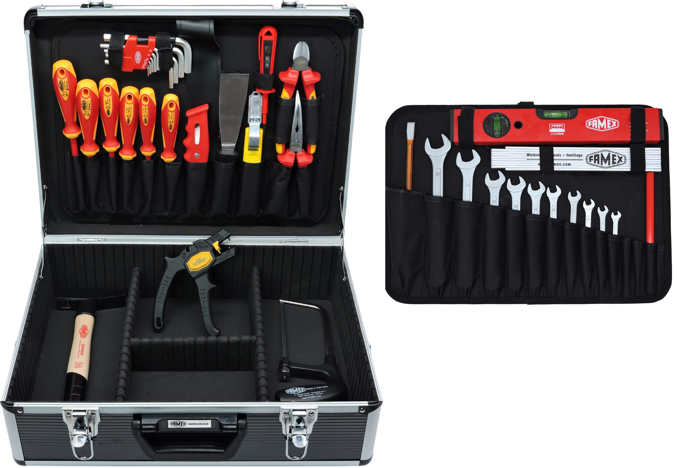 FAMEX Werkzeugset 789-10 Alu Werkzeugkoffer mit Werkzeug Set für den Elektriker, (Werkzeugkoffer, 31-tlg), TOP-Qualität