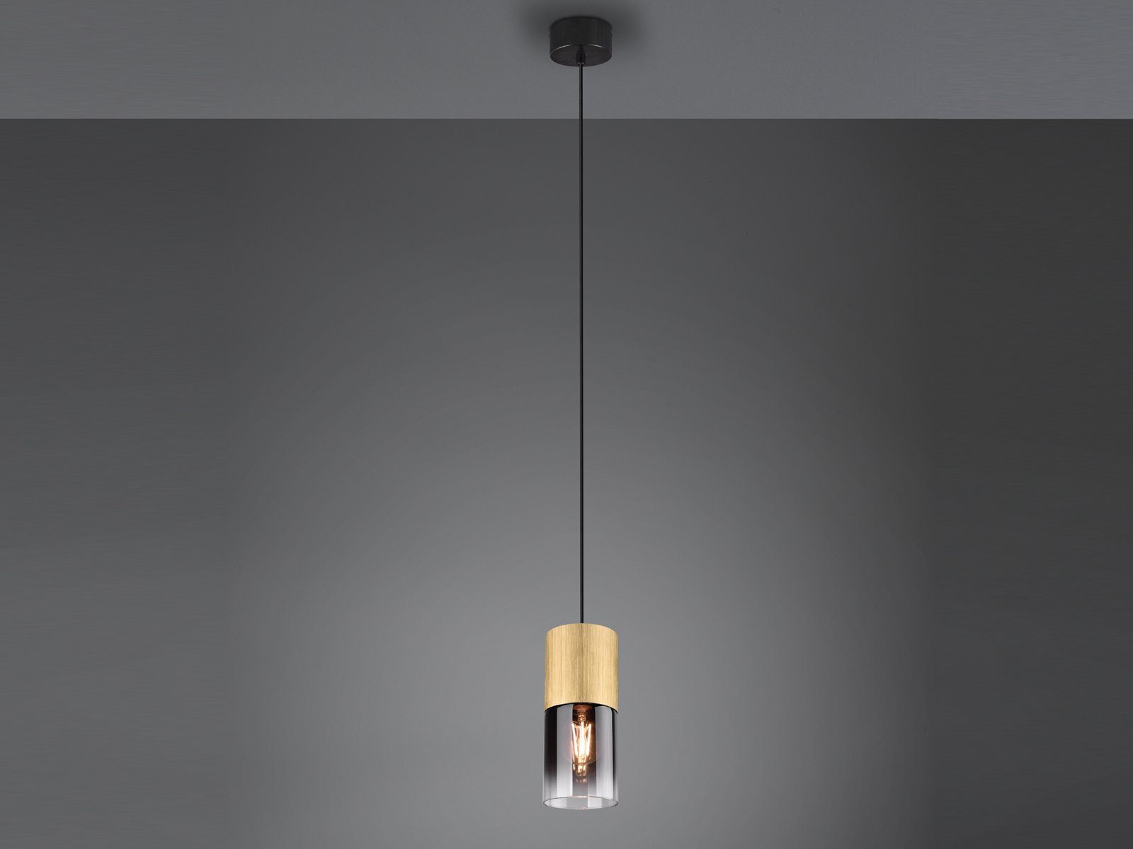 TRIO Leuchten LED Pendelleuchte, Dimmfunktion, LED wechselbar, Warmweiß, klein, Rauchglas einflammig für über-n Esstisch & Bett hängend, Ø 10cm