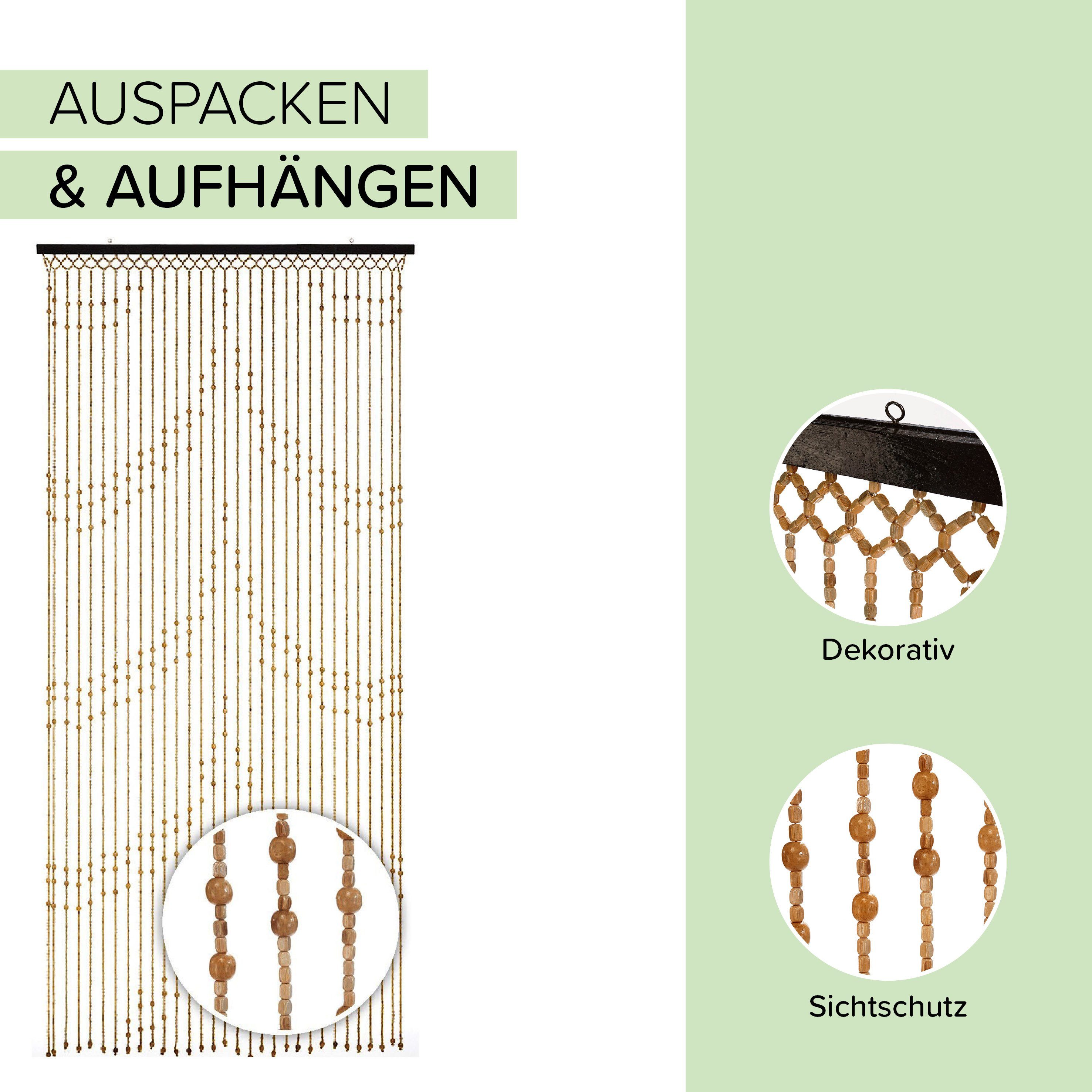 Kobolo Türvorhang Holzperlenvorhang Samara 90x200 (1 St), Ösen, transparent günstig online kaufen