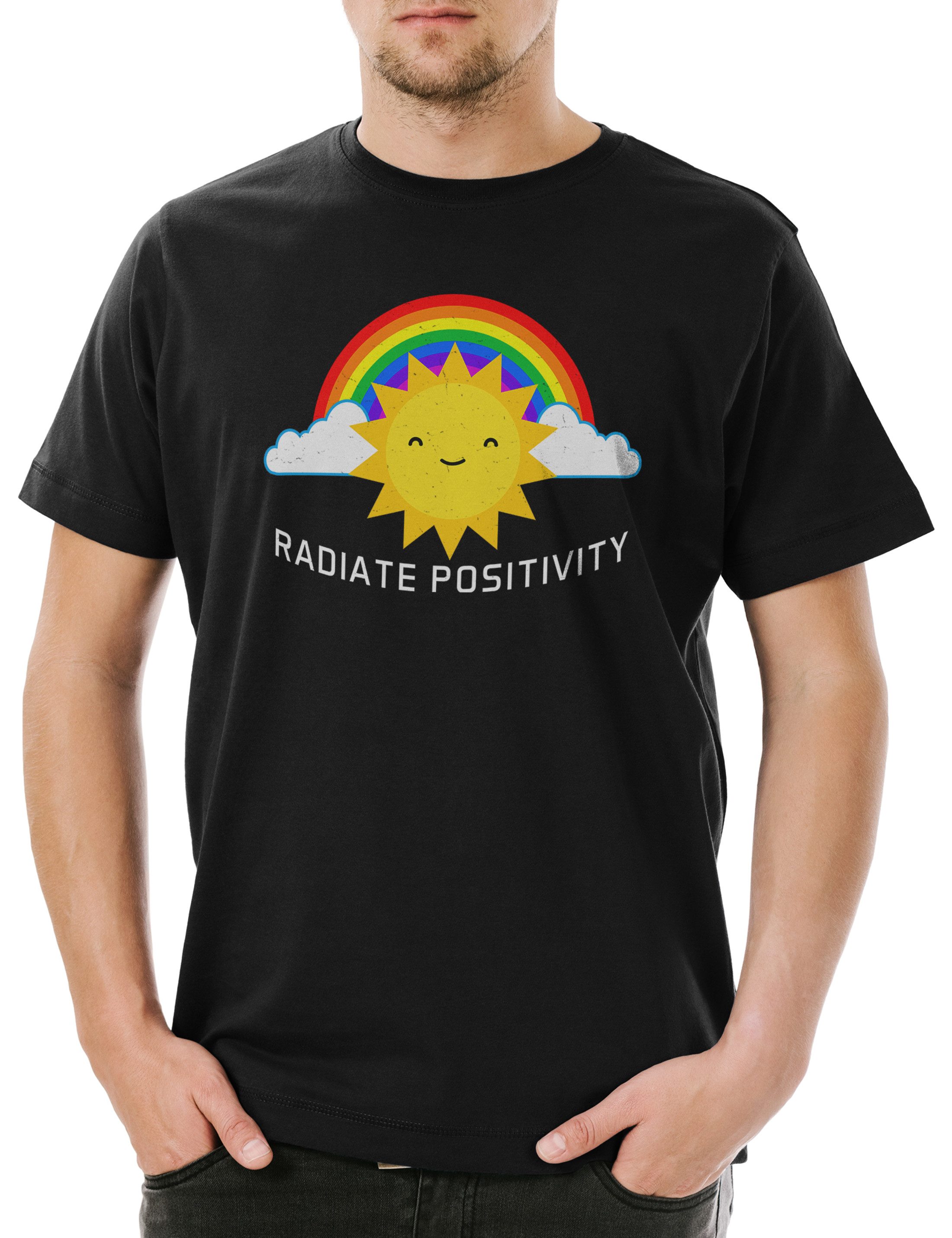 Urban Backwoods Print-Shirt Radiate Positivity Herren T-Shirt Lesbian Gay Homosexual Lesbigay (1-tlg) Queer Homophil Fun Transgender