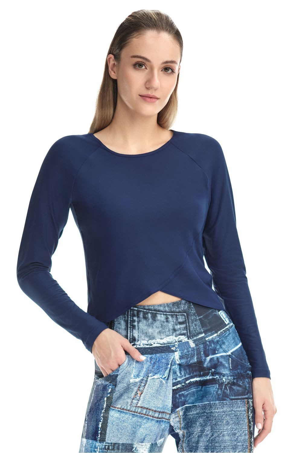 Winshape Langarmshirt Cropped Functional Light and Soft Overlap-Applikation