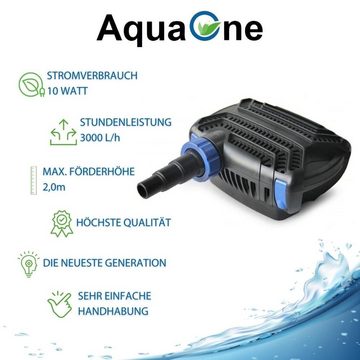 Aquaone Teichpumpe AquaOne Eco Teichpumpe CTF-B 2800 10 Watt 3000l /h I Hochwertige Teichpumpe mit Filter I Spezielle Pumpe für den Gartenteich I Filterpumpe Teich I Teich Pumpe