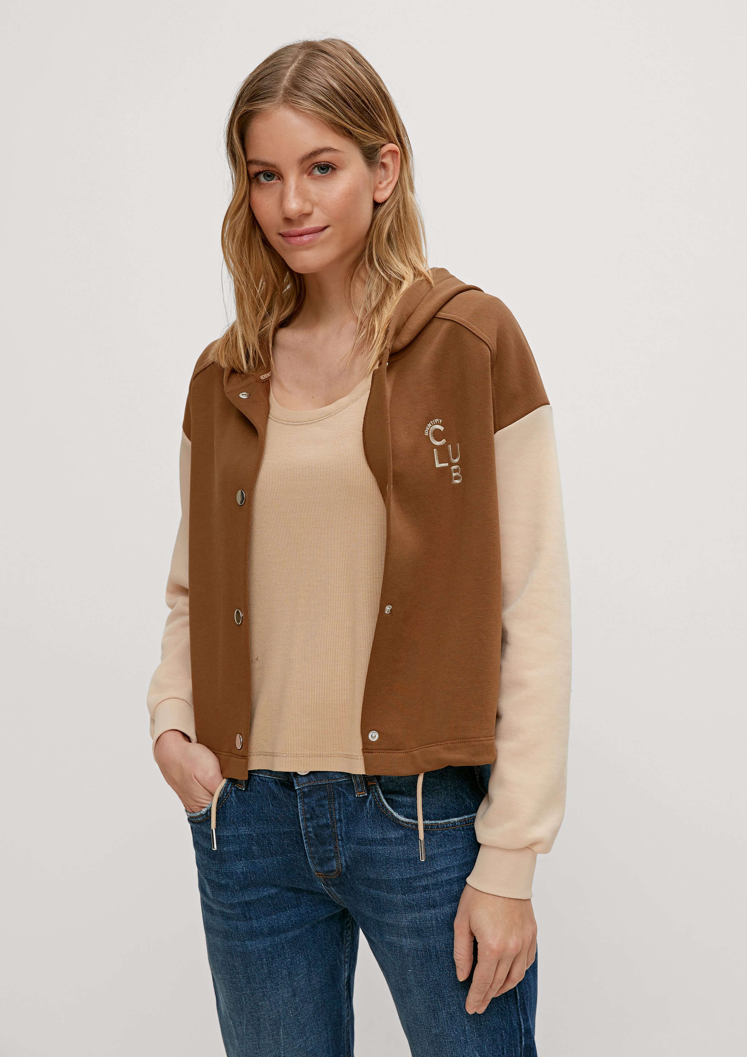 comma casual identity Sweatjacke Sweatjacke im College-Style Insert