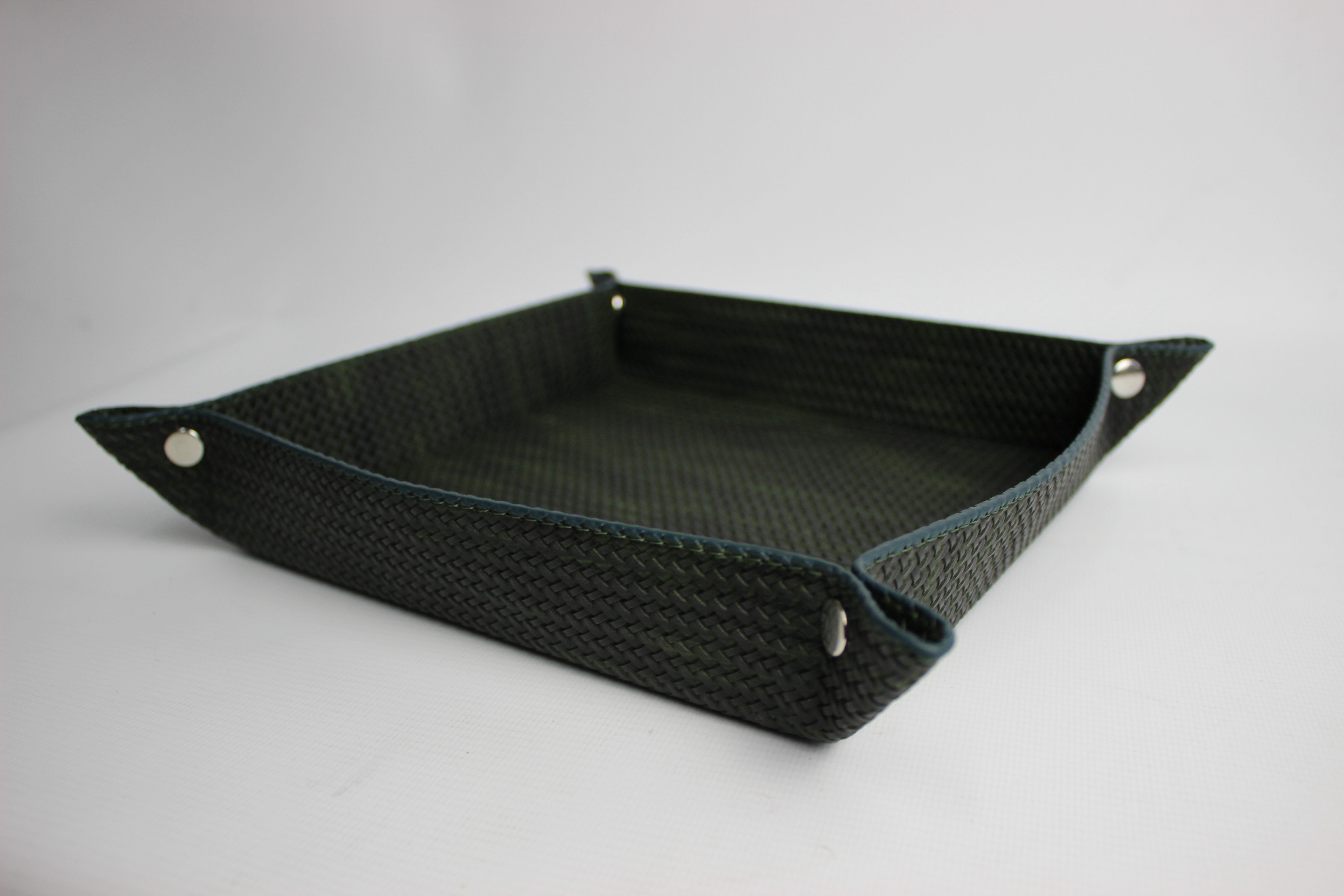 Signature Home Collection Dekotablett Tablett aus Kunstleder – große & kleine Größe, quadratisch, als Münzschale verwendbar für Schlüssel & Co.