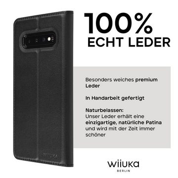 wiiuka Handyhülle suiit Hülle für Samsung Galaxy S10, Klapphülle Handgefertigt - Deutsches Leder, Premium Case